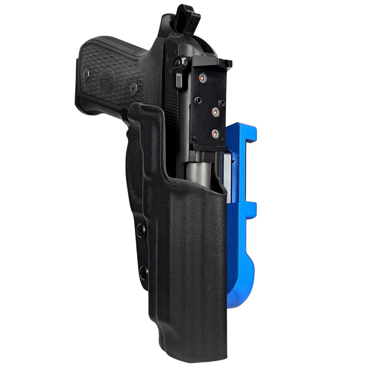 Beretta 92G Elite LTT IDPA Quick Mount Holster with Blue Belt Attachment, Black Holster Shell