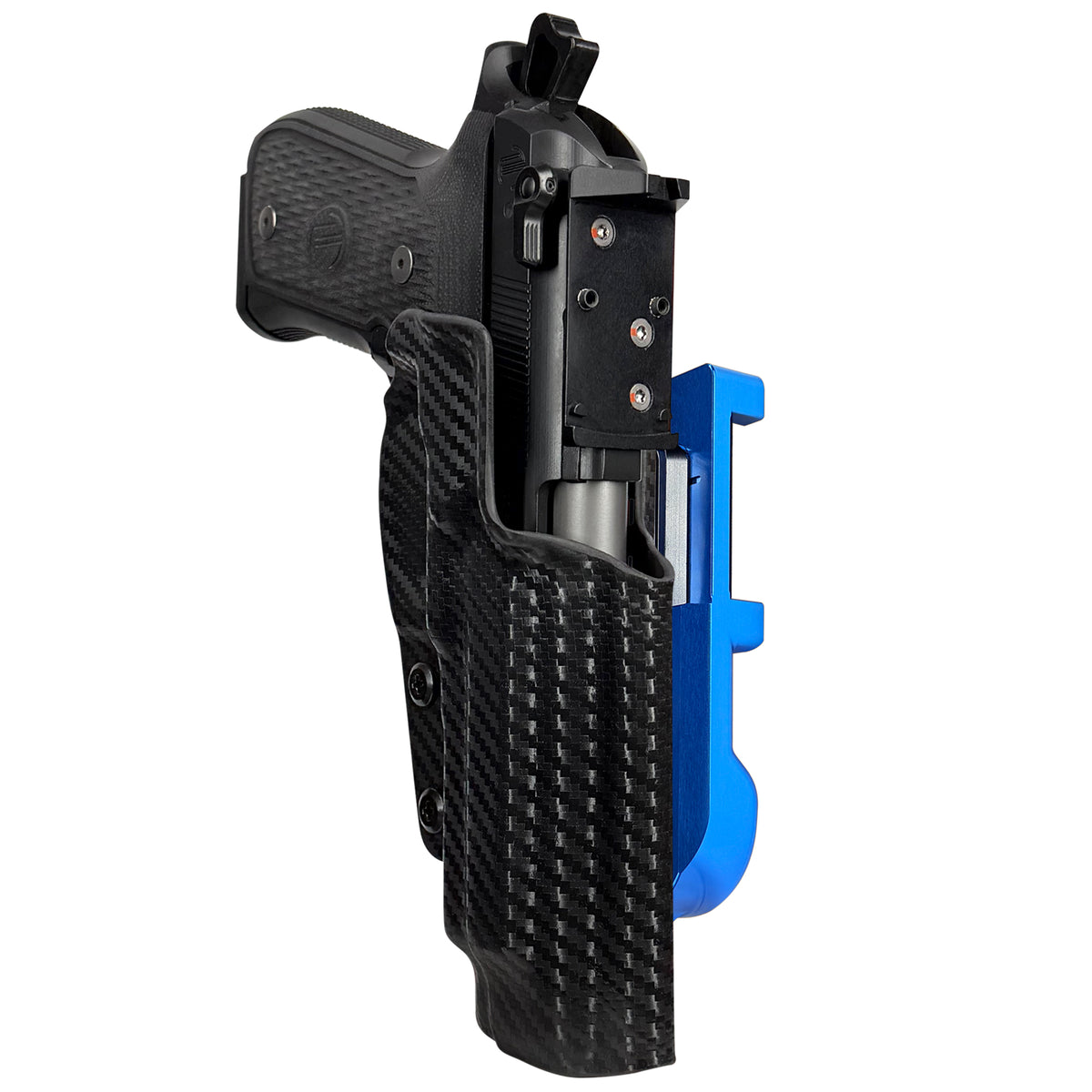Beretta 92G Elite LTT IDPA Quick Mount Holster with Blue Belt Attachment, Carbon Fiber Holster Shell