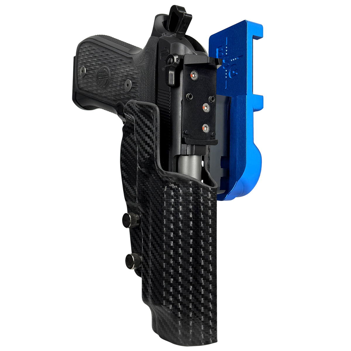 Beretta 92G Elite LTT IPSC/USPSA Quick Mount Holster with Blue Belt Attachment, Carbon Fiber Holster Shell