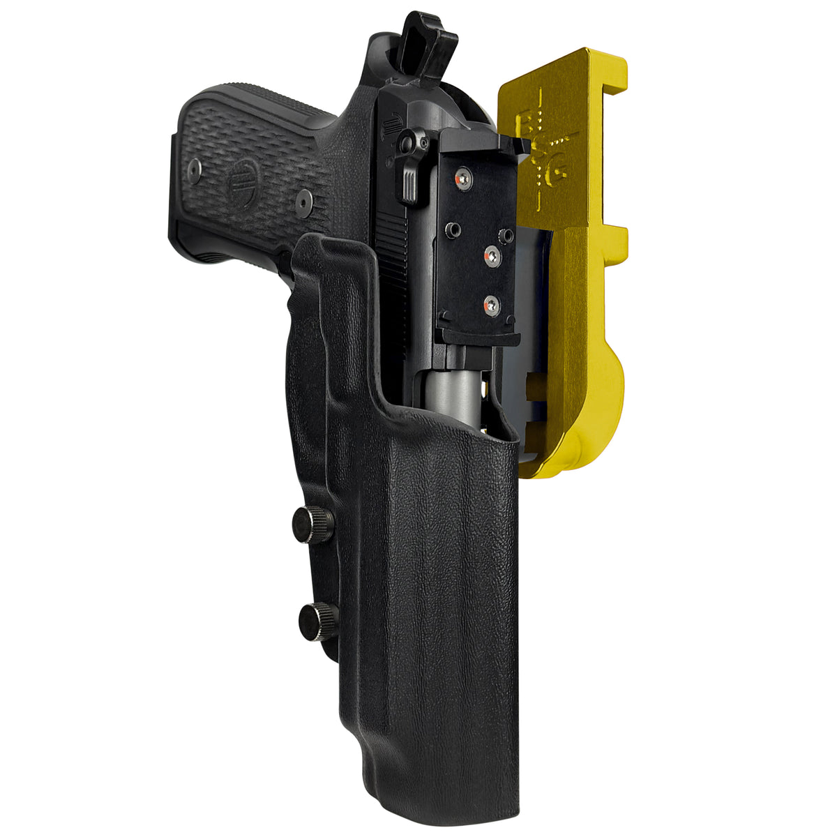 Beretta 92G Elite LTT IPSC/USPSA Quick Mount Holster with 24K Gold Belt Attachment, Black Holster Shell