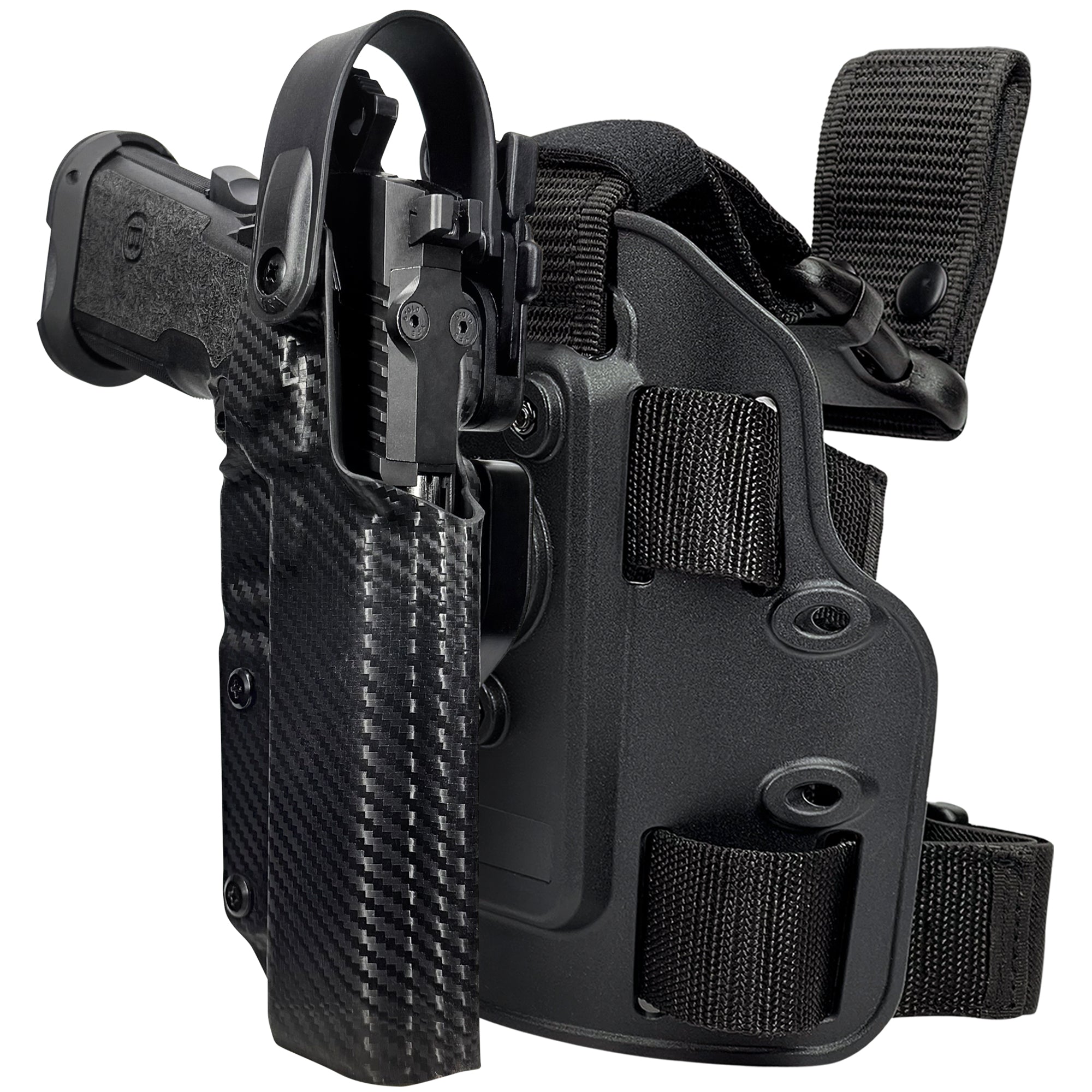Level II Duty Drop Leg Holster for Bersa M2XI in Carbon Fiber