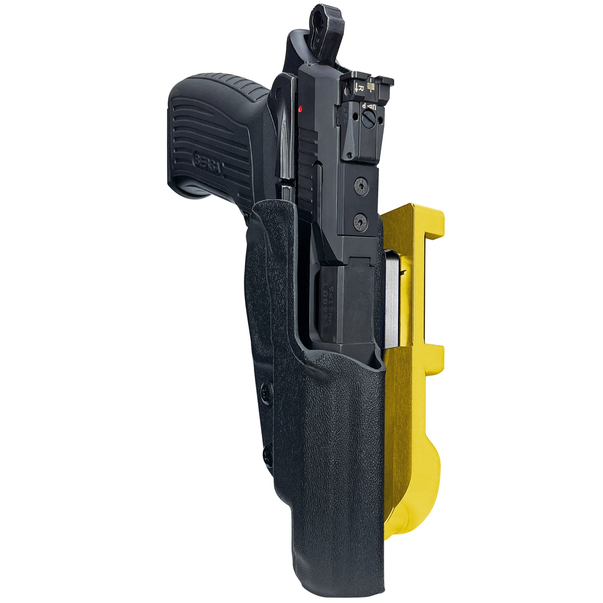 Bersa TPR9 XT IDPA Quick Mount Holster with 24K Gold Belt Attachment, Black Holster Shell