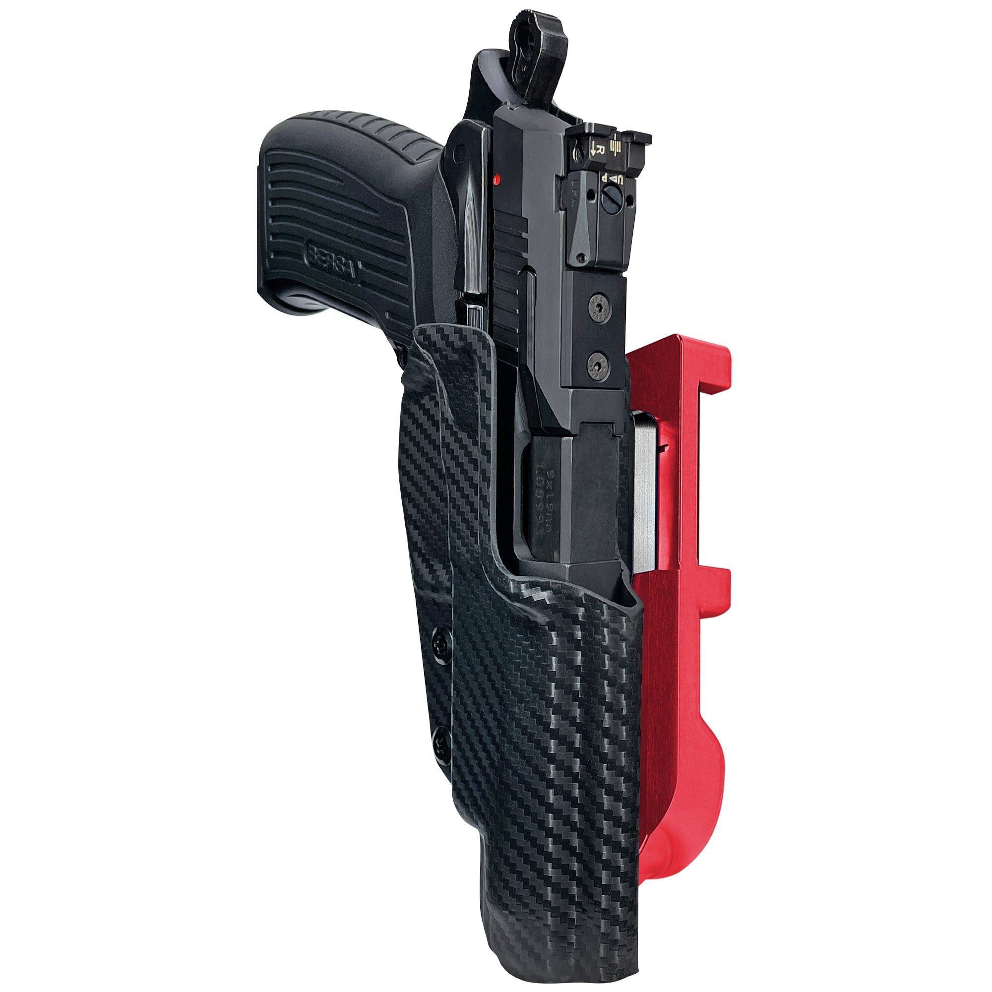 Bersa TPR9 XT IDPA Quick Mount Holster with Red Belt Attachment, Carbon Fiber Holster Shell