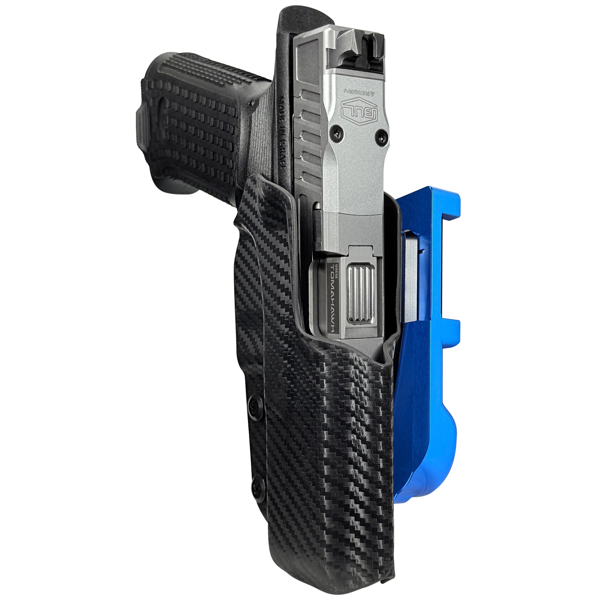 Bul Axe FS Hatchet IDPA Quick Mount Holster with Blue Belt Attachment, Carbon Fiber Holster Shell