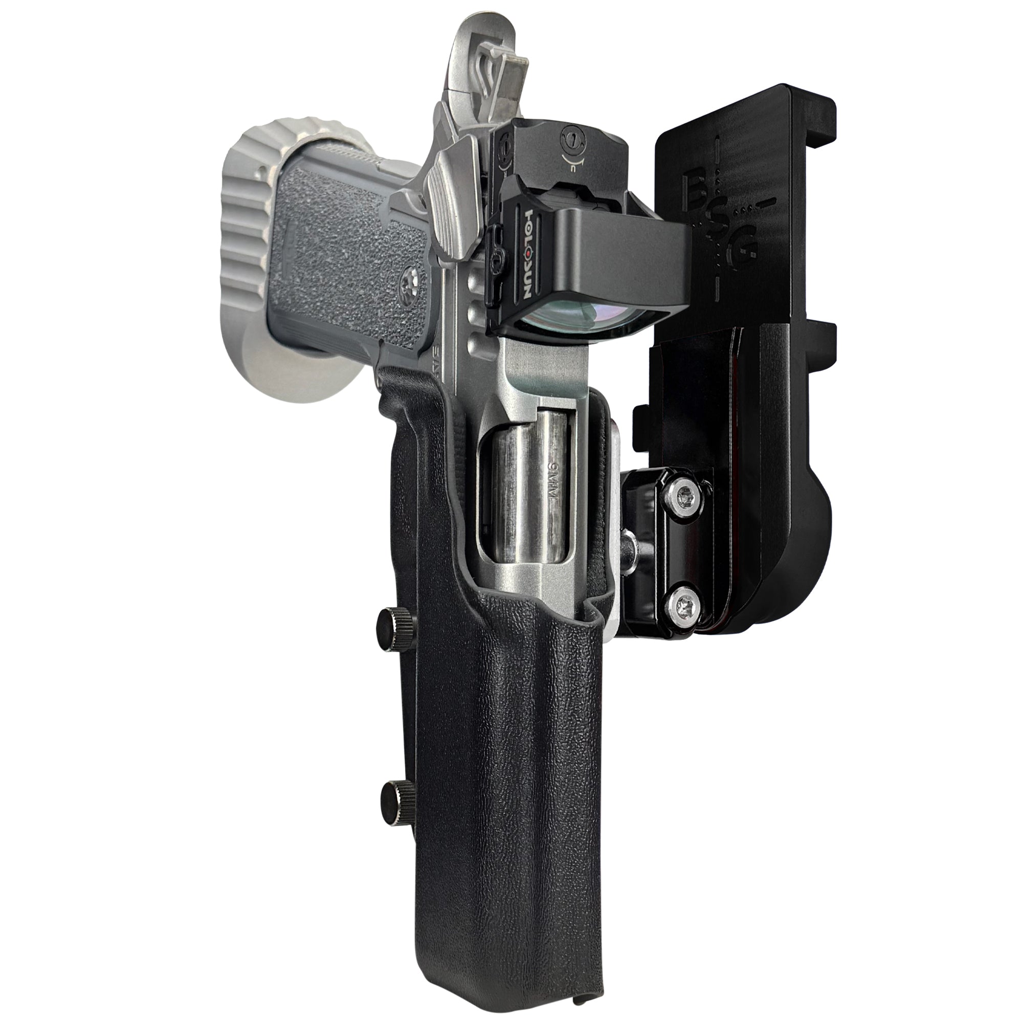 Bul Armory Blaze IPSC/USPA Quick Mount Ball Joint Holster with Black Belt Attachment, Black Holster Shell