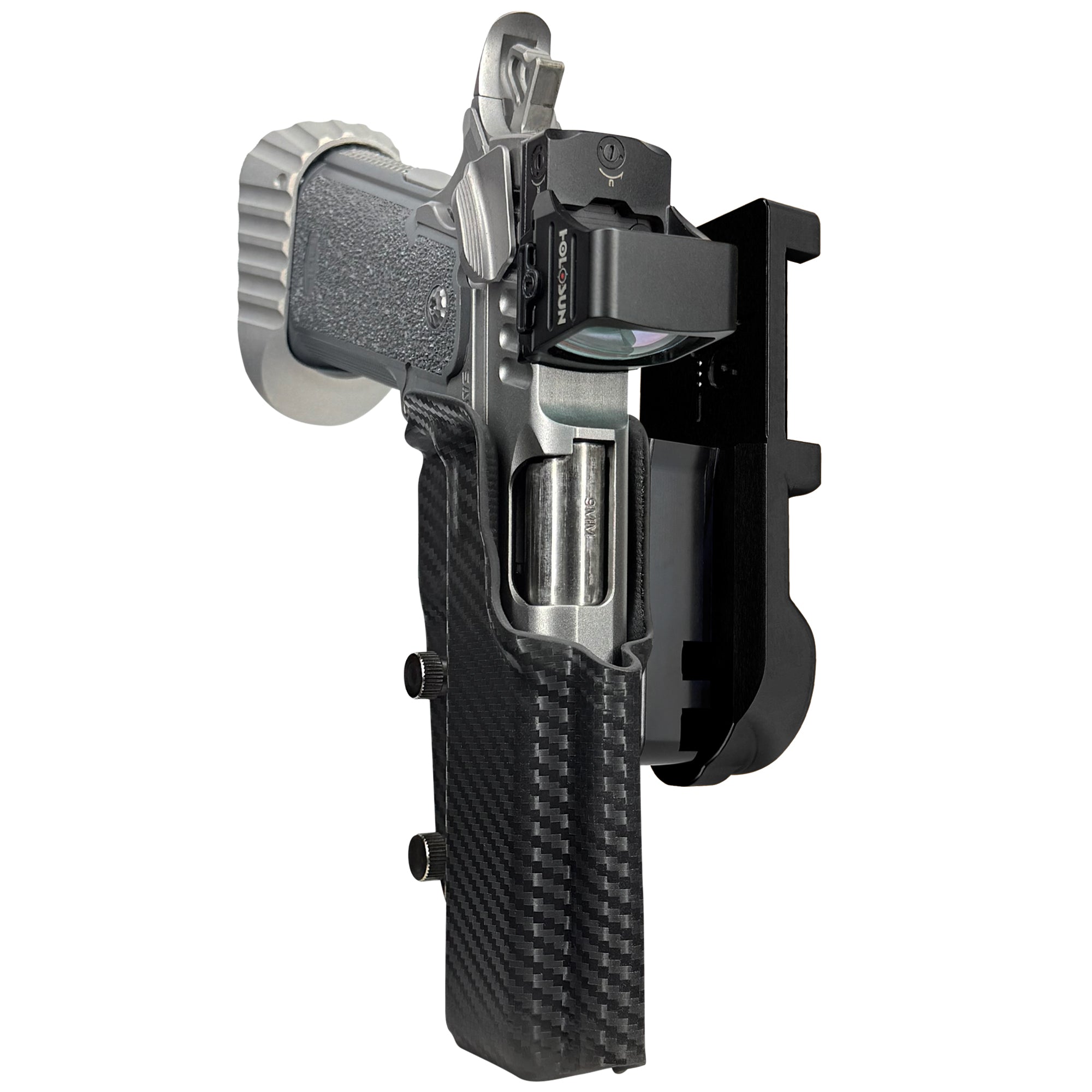 Bul Armory Blaze IPSC/USPA Quick Mount Holster with Black Belt Attachment, Carbon Fiber Holster Shell