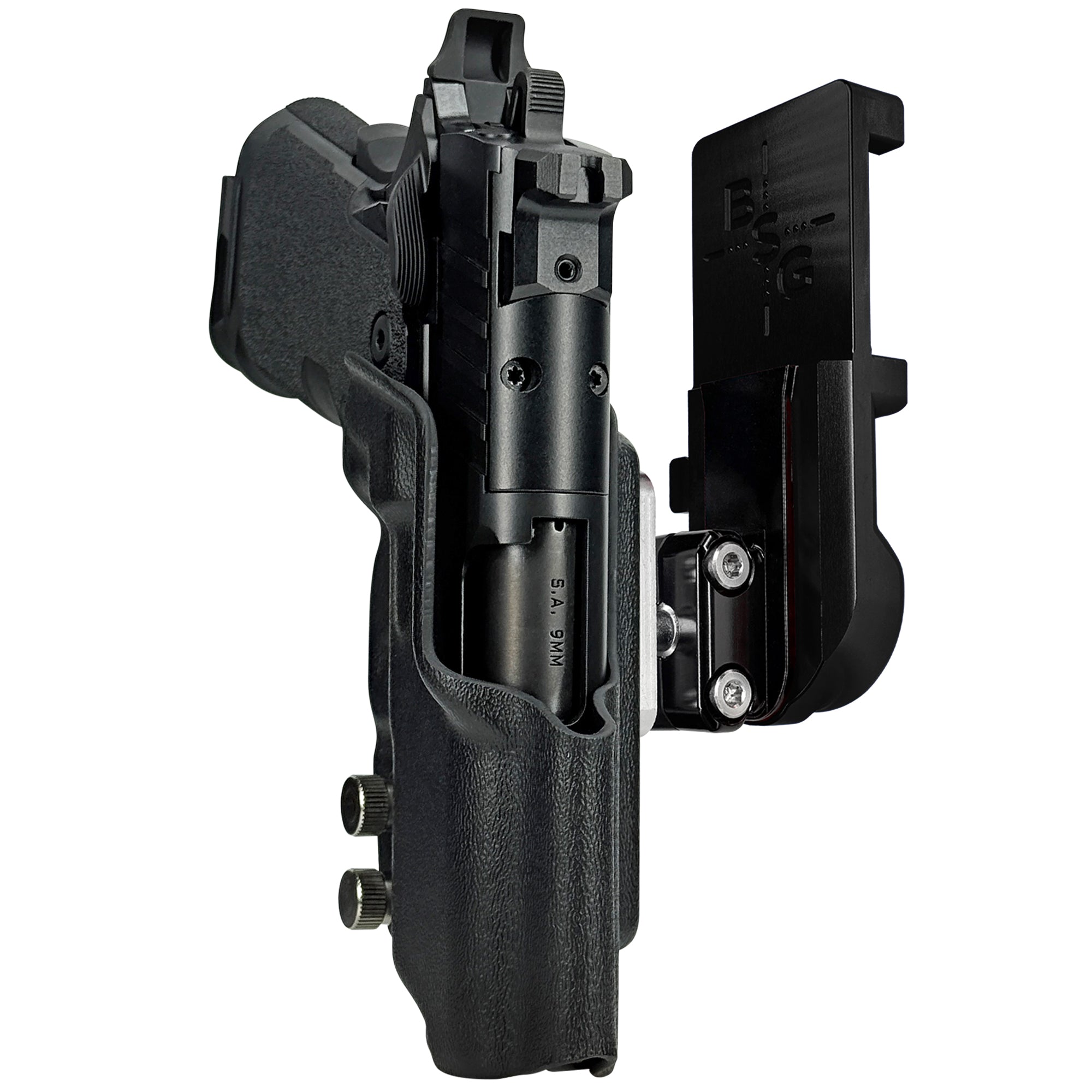 Springfield Prodigy 3.5'' IPSC/USPA Quick Mount Ball Joint Holster with Black Belt Attachment, Black Holster Shell