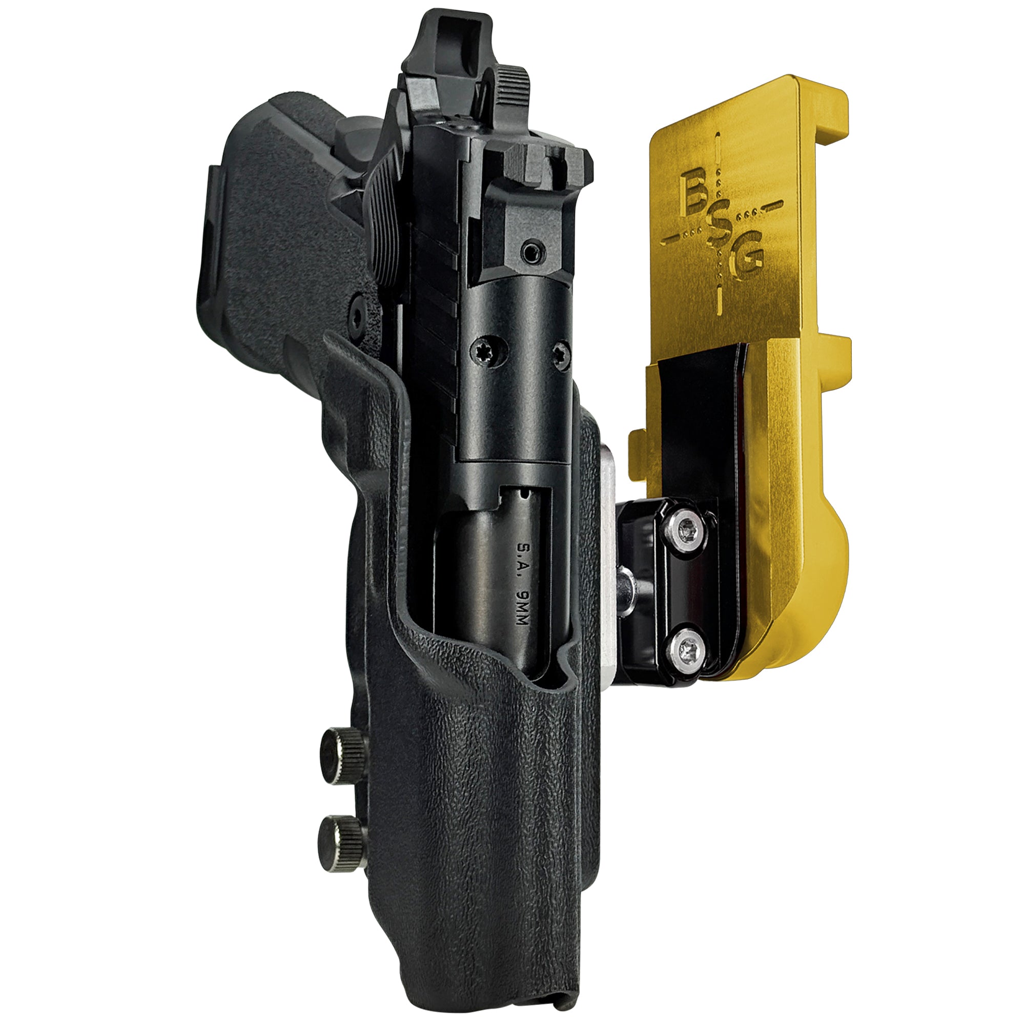 Springfield Prodigy 3.5'' IPSC/USPA Quick Mount Ball Joint Holster with 24K Gold Belt Attachment, Black Holster Shell