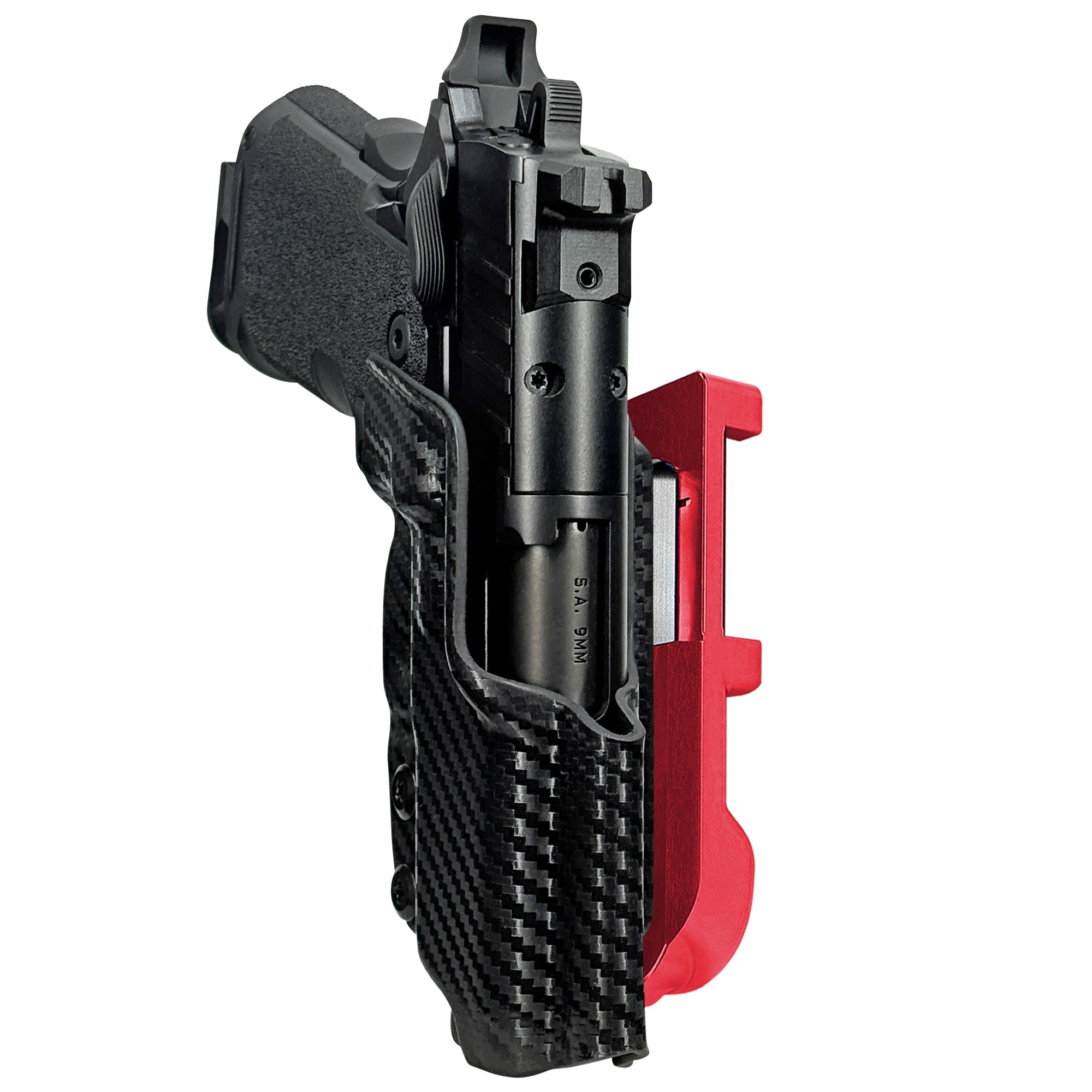 Springfield Prodigy 3.5'' IDPA Quick Mount Holster with Red Belt Attachment, Carbon Fiber Holster Shell