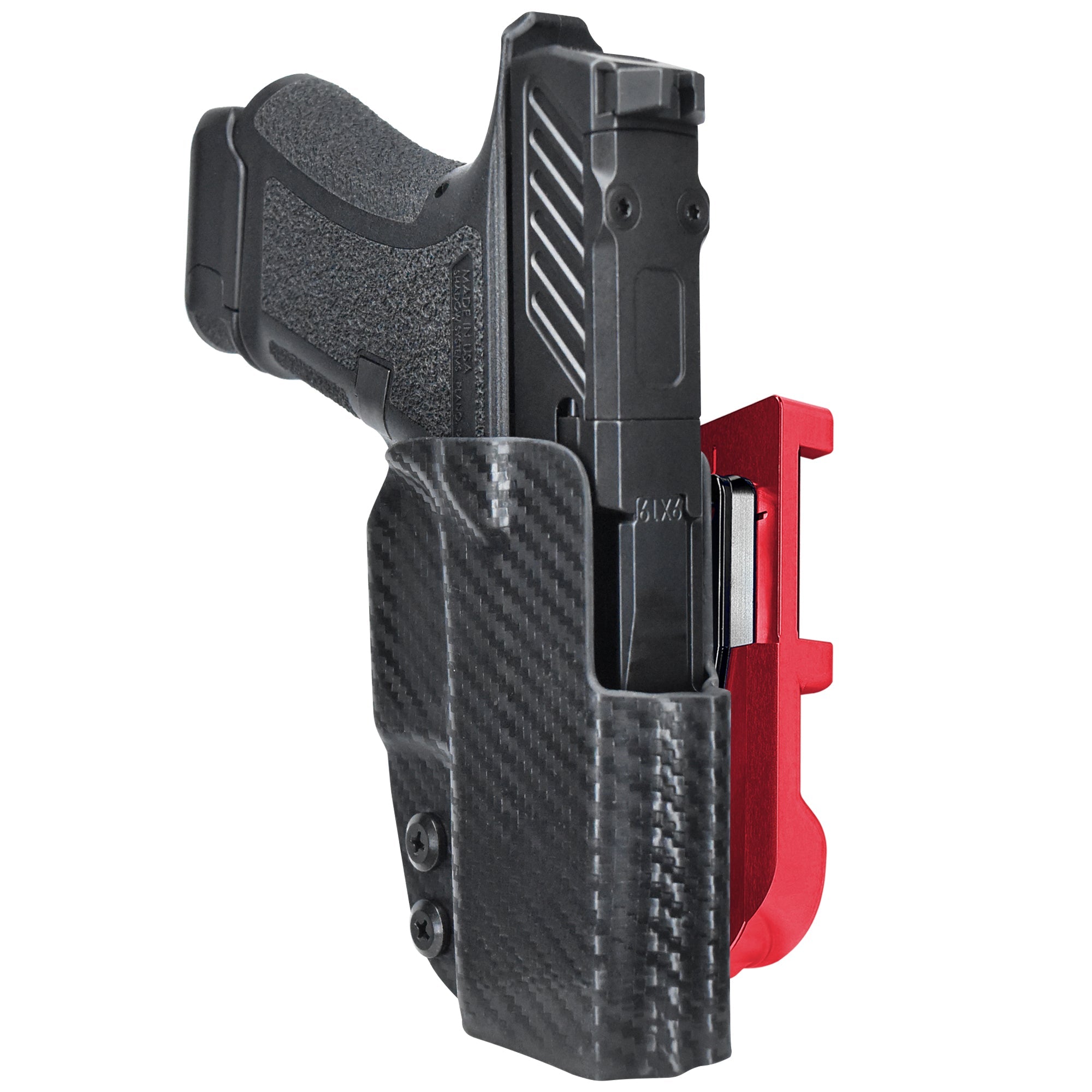 Shadow Systems CR920 Combat IDPA Quick Mount Holster with Red Belt Attachment, Carbon Fiber Holster Shell