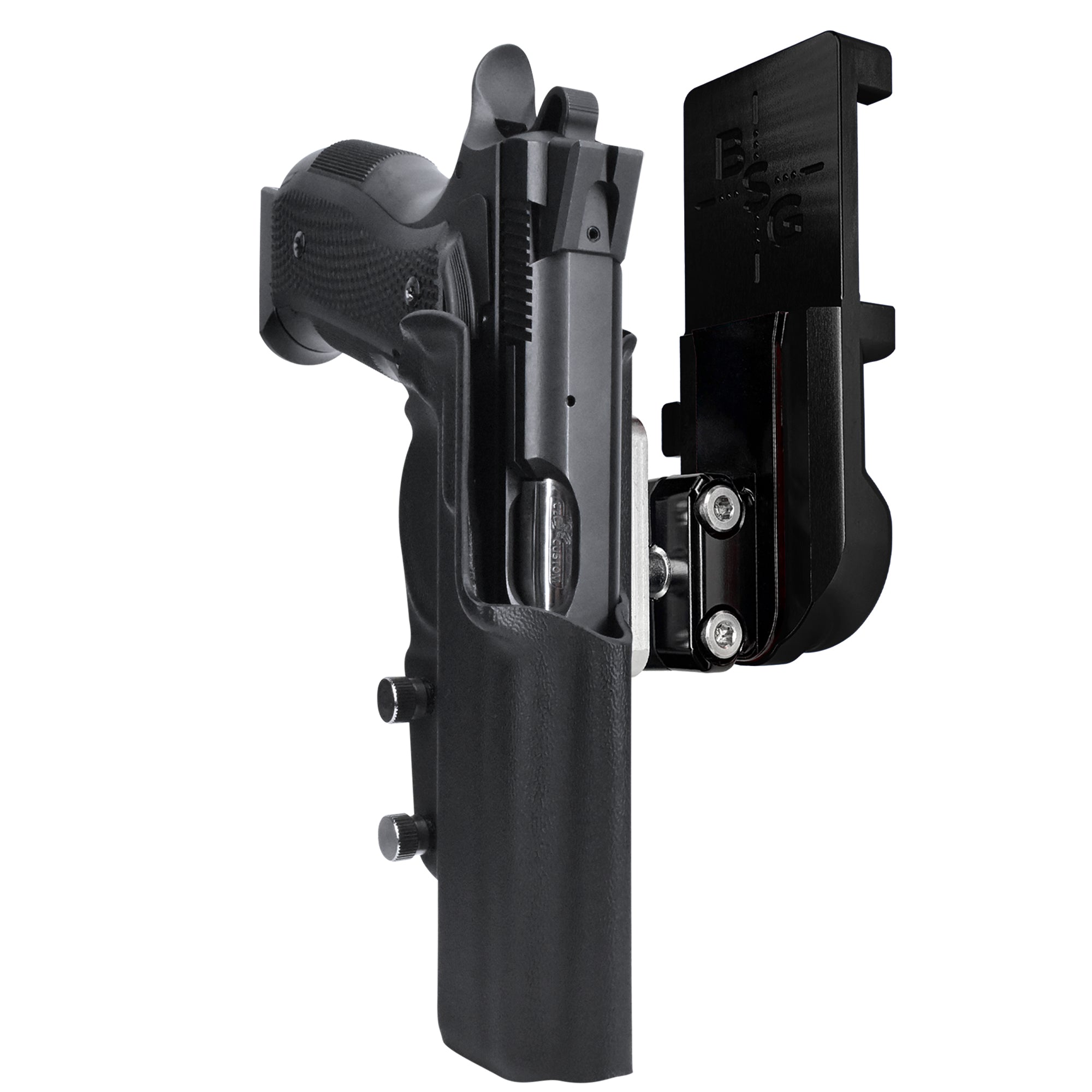 CZ A01-LD IPSC/USPA Quick Mount Ball Joint Holster with Black Belt Attachment, Black Holster Shell