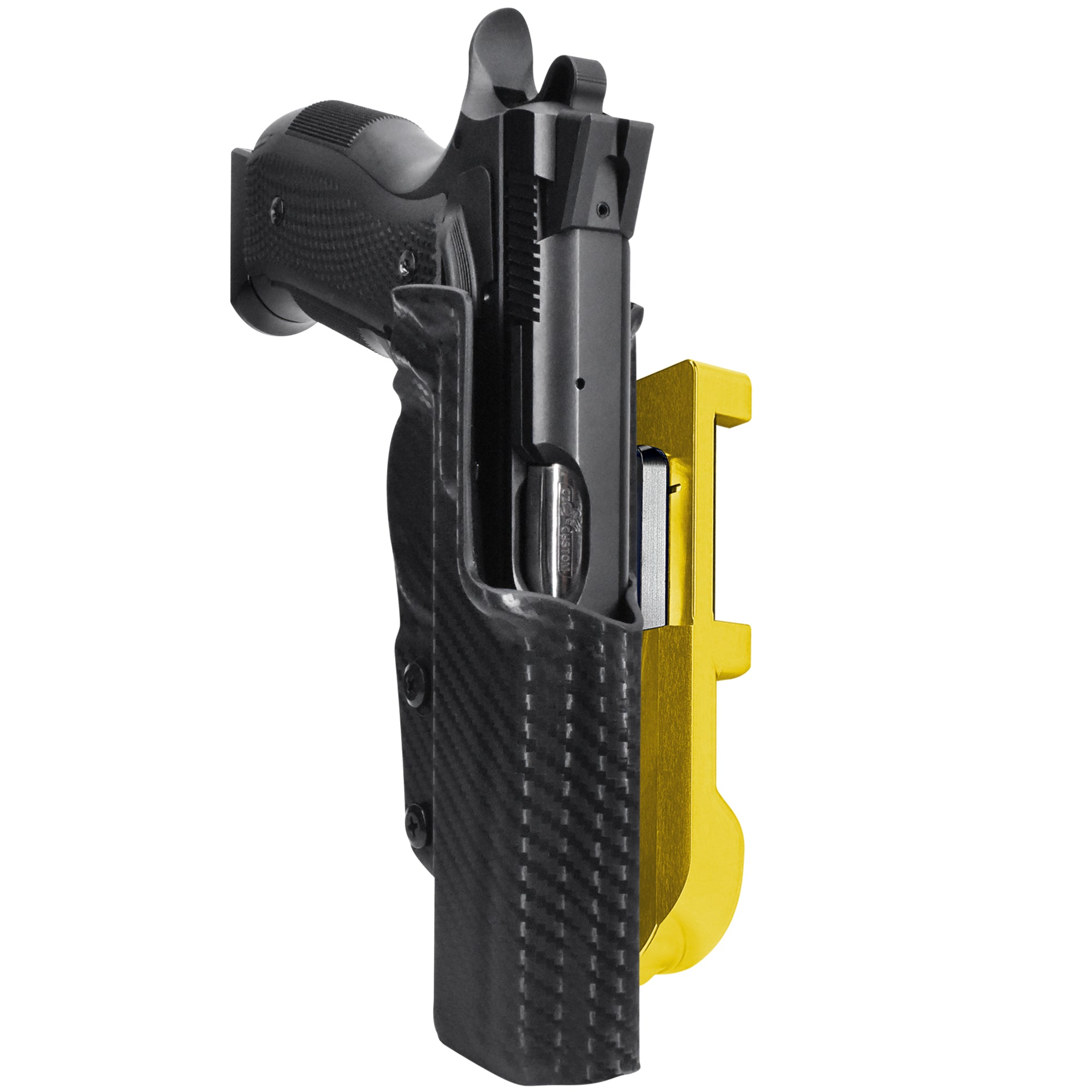 CZ A01-LD IDPA Quick Mount Holster with 24K Gold Belt Attachment, Carbon Fiber Holster Shell