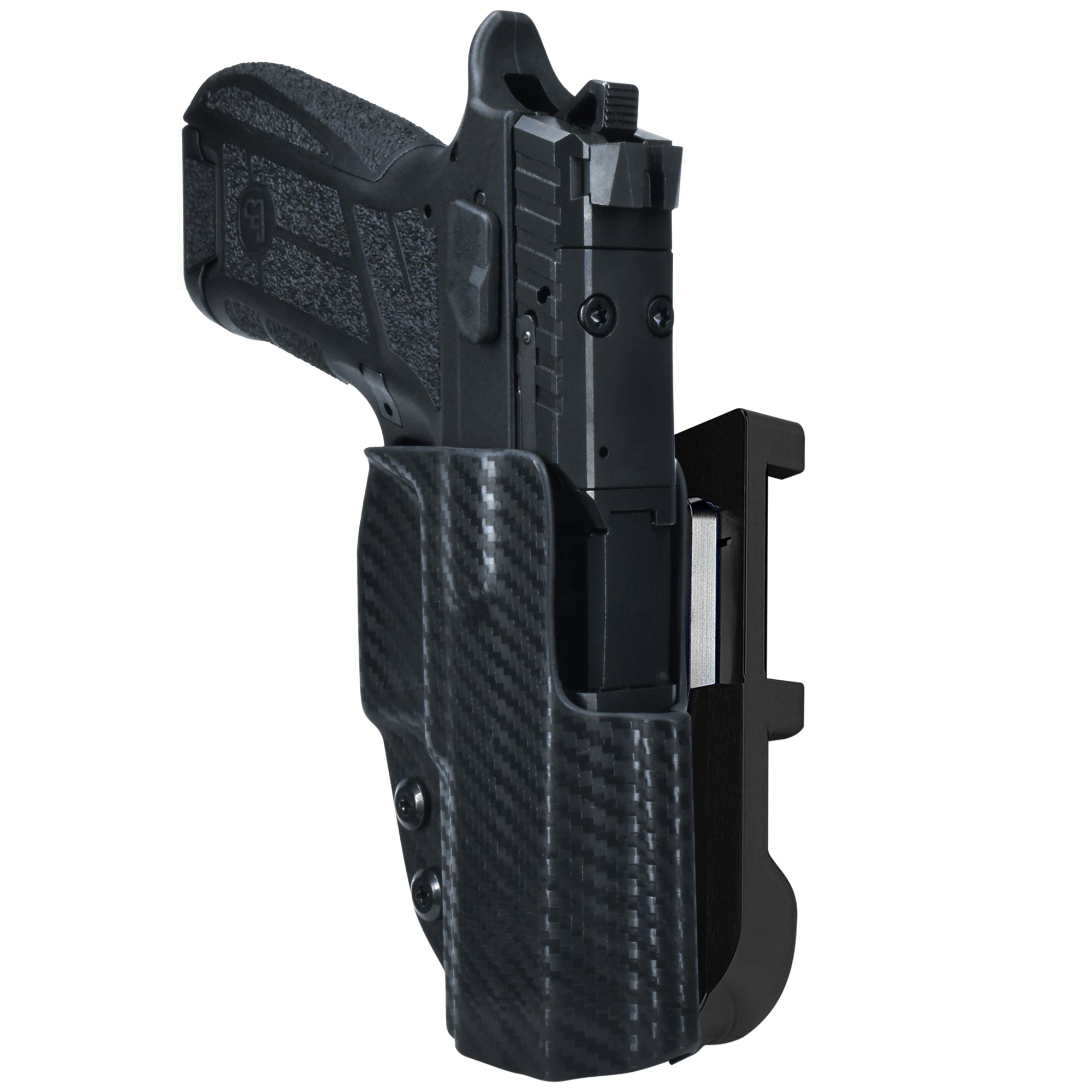 CZ P-09 C Nocturne IDPA Quick Mount Holster with Black Belt Attachment, Carbon Fiber Holster Shell