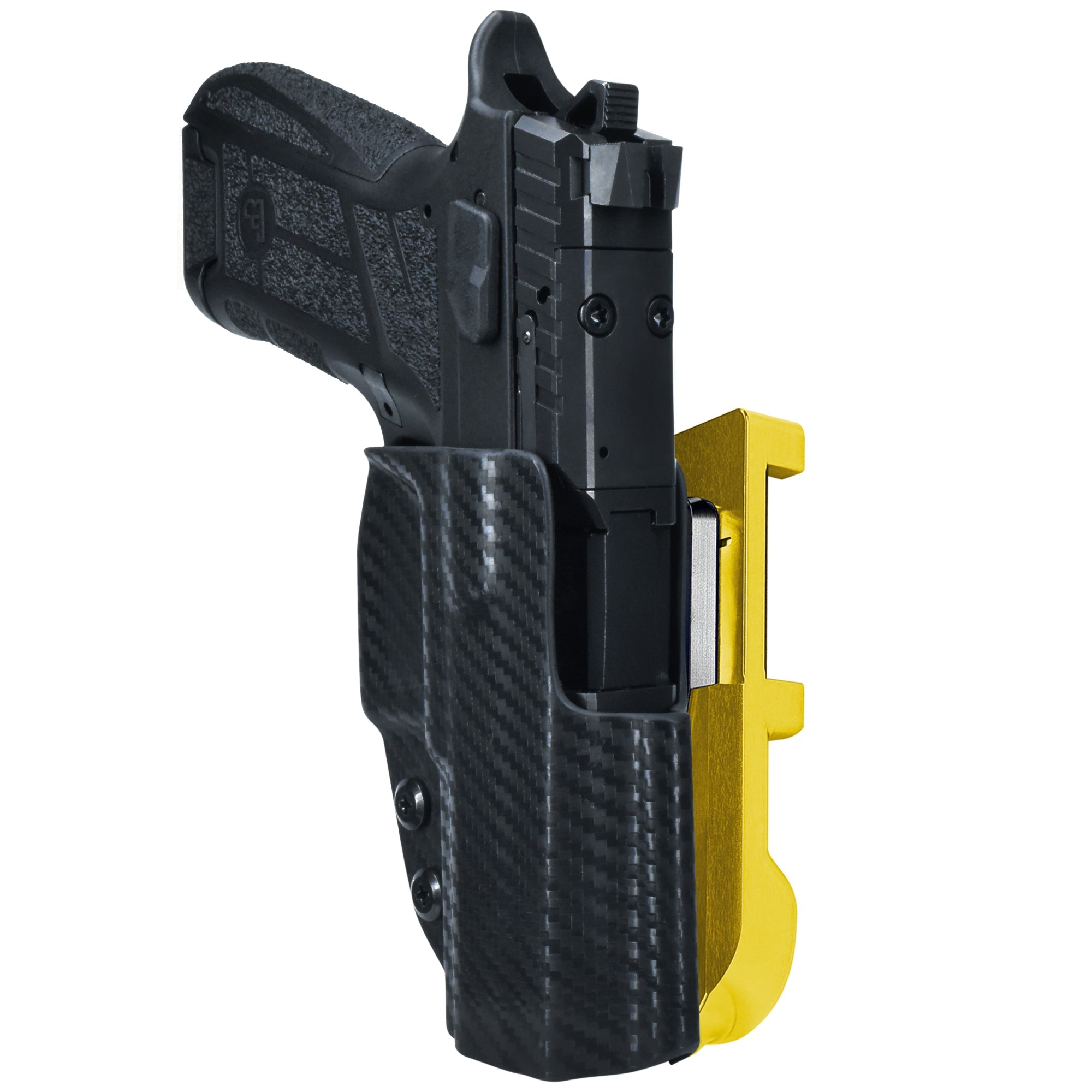 CZ P-09 C Nocturne IDPA Quick Mount Holster with 24K Gold Belt Attachment, Carbon Fiber Holster Shell
