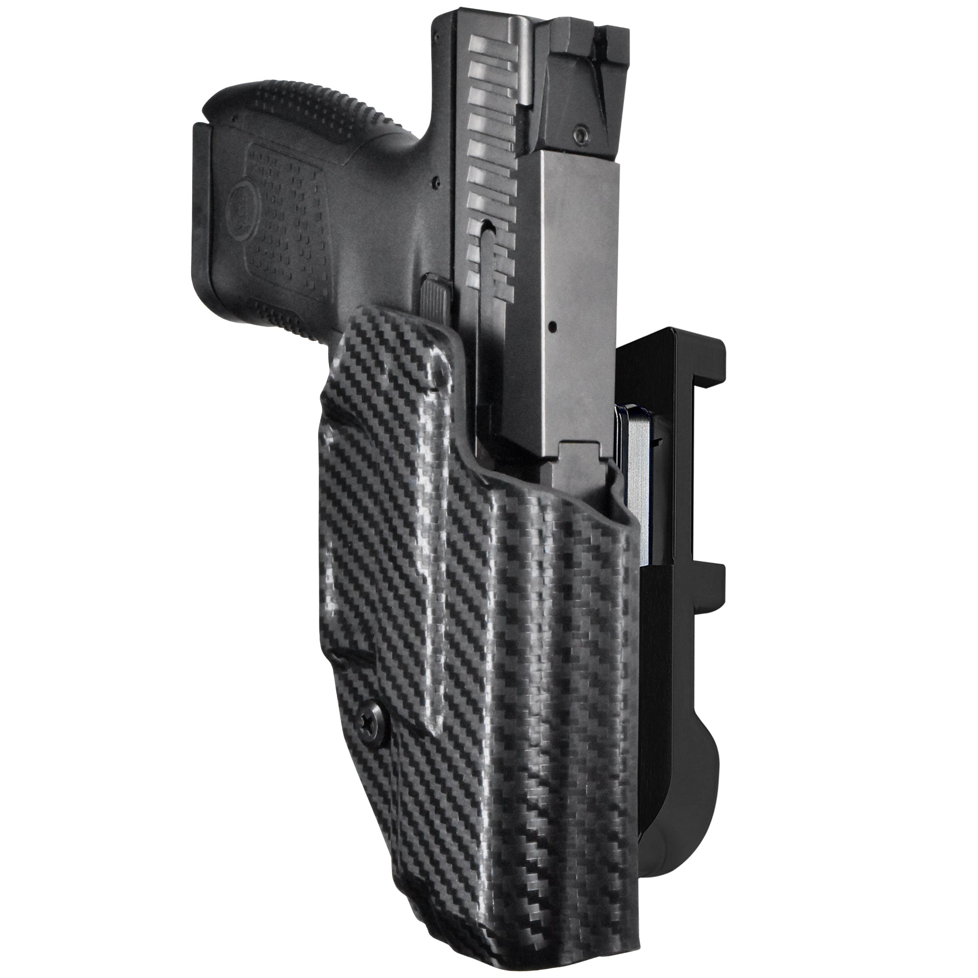 CZ P-10 S IDPA Quick Mount Holster with Black Belt Attachment, Carbon Fiber Holster Shell