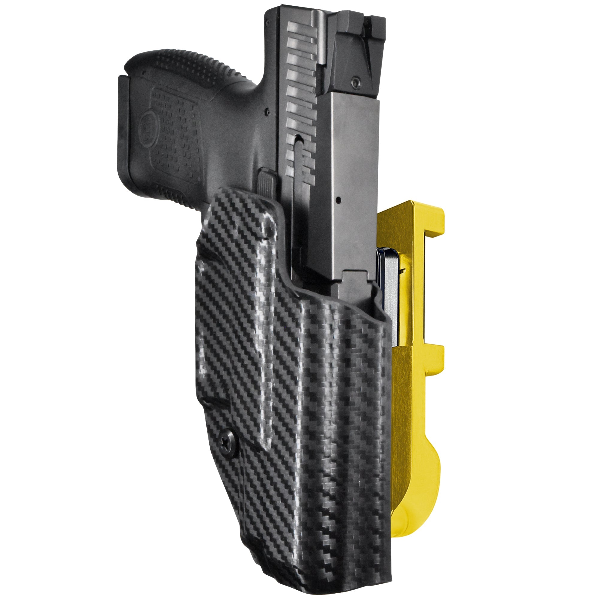CZ P-10 S IDPA Quick Mount Holster with 24K Gold Belt Attachment, Carbon Fiber Holster Shell