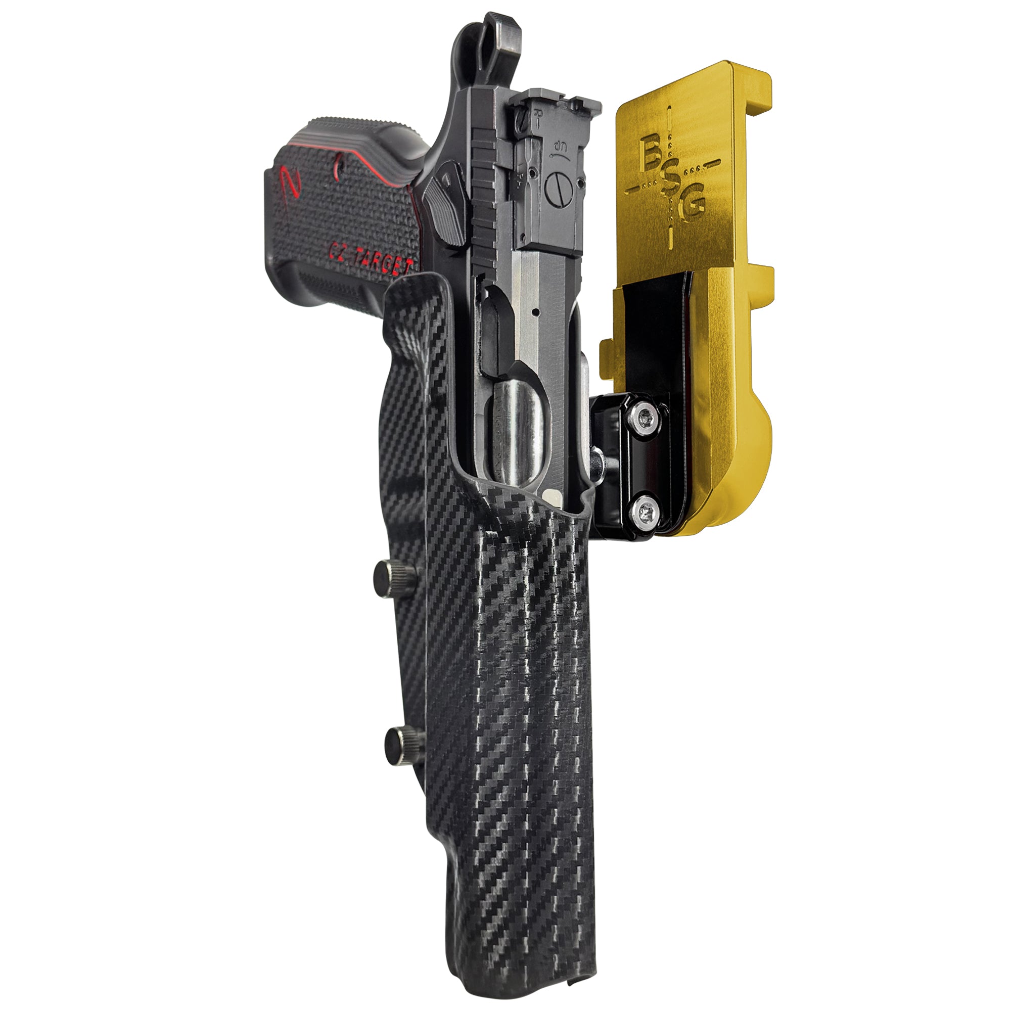 CZ Shadow 2 Target 6'' - No Weight IPSC/USPA Quick Mount Ball Joint Holster with 24K Gold Belt Attachment, Carbon Fiber Holster Shell