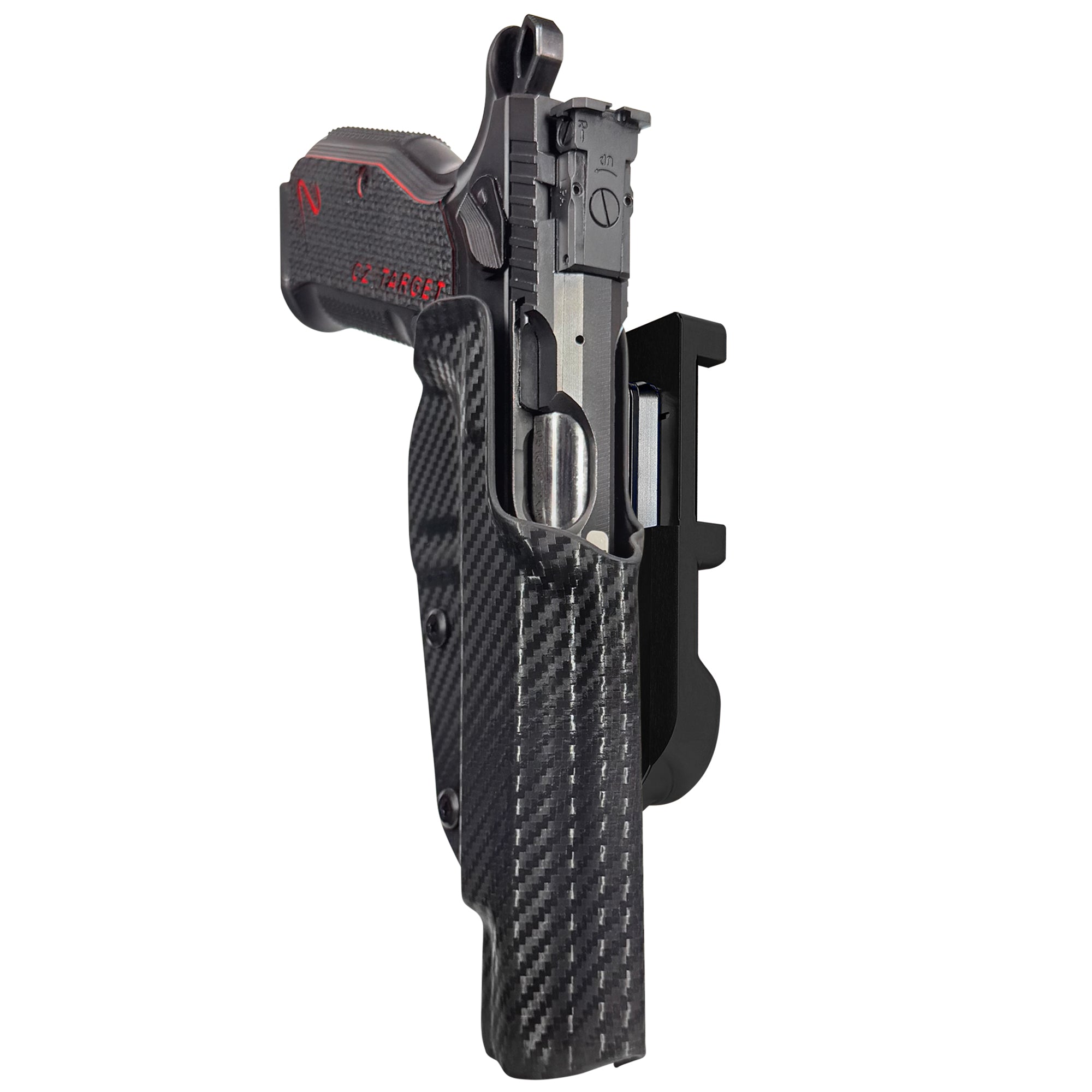 CZ Shadow 2 Target 6'' - No Weight IDPA Quick Mount Holster with Black Belt Attachment, Carbon Fiber Holster Shell