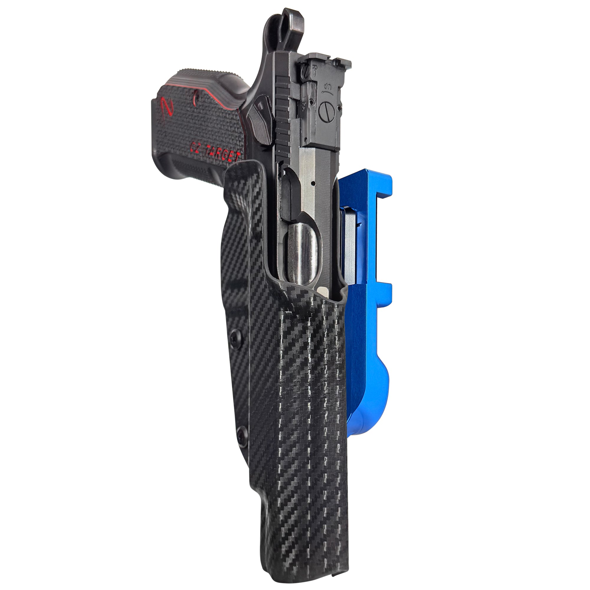 CZ Shadow 2 Target 6'' - No Weight IDPA Quick Mount Holster with Blue Belt Attachment, Carbon Fiber Holster Shell