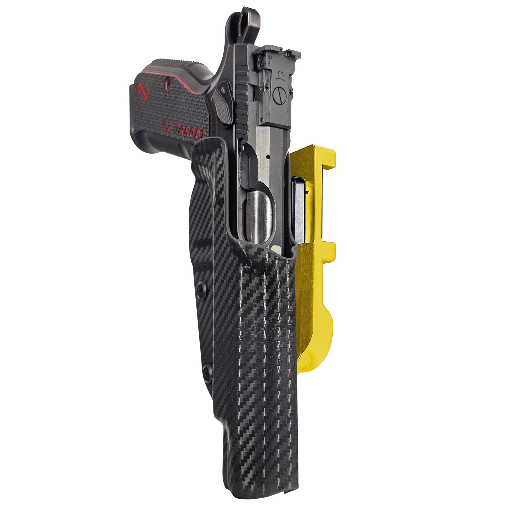 CZ Shadow 2 Target 6'' - No Weight IDPA Quick Mount Holster with 24K Gold Belt Attachment, Carbon Fiber Holster Shell
