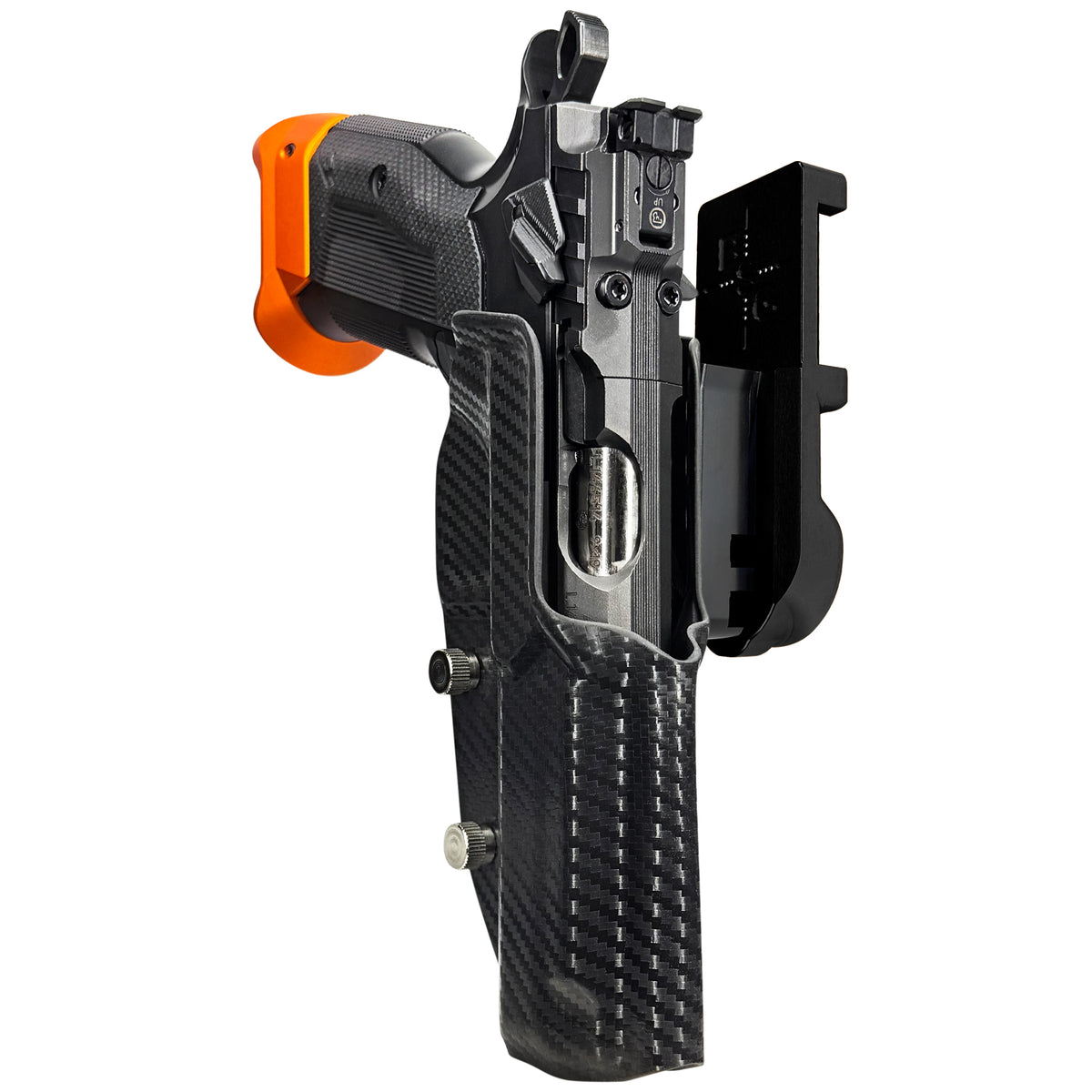 CZ Tactical Sport 3 Orange IPSC/USPSA Quick Mount Holster with Black Belt Attachment, Carbon Fiber Holster Shell
