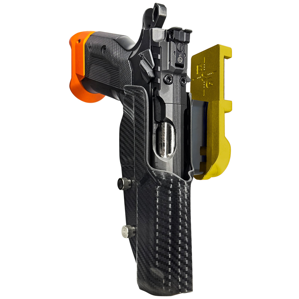 CZ Tactical Sport 3 Orange IPSC/USPSA Quick Mount Holster with 24K Gold Belt Attachment, Carbon Fiber Holster Shell
