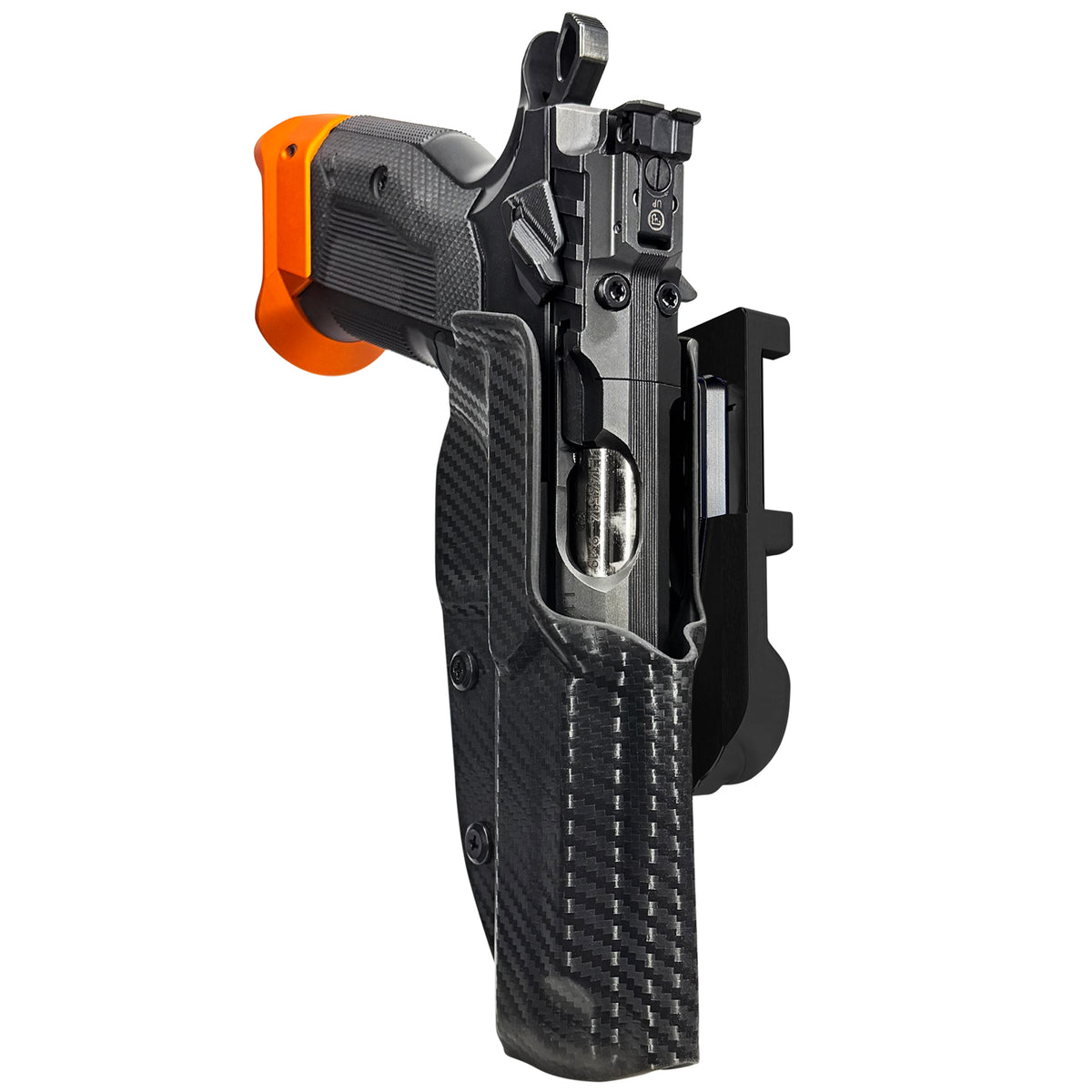 CZ Tactical Sport 3 Orange IDPA Quick Mount Holster with Black Belt Attachment, Carbon Fiber Holster Shell