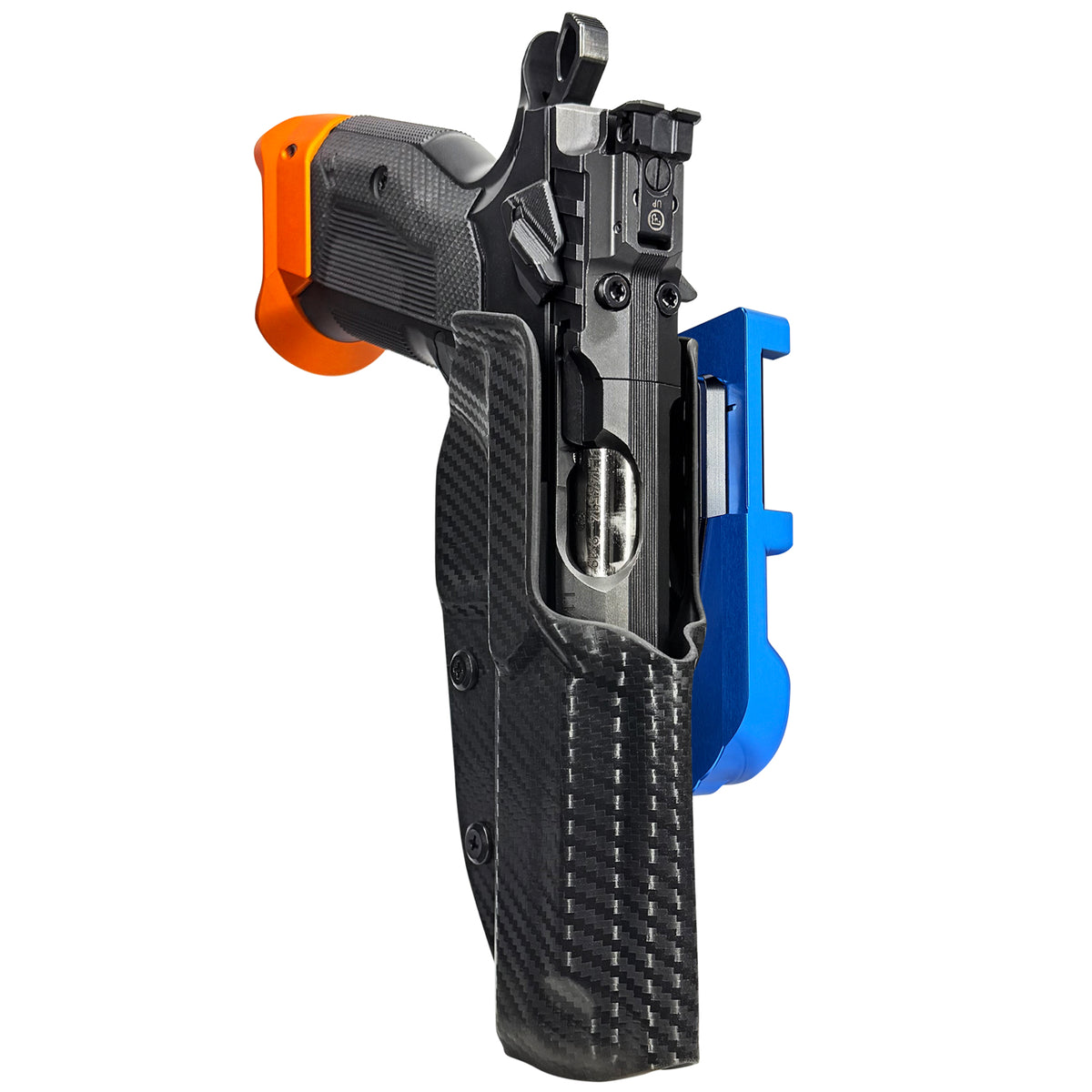 CZ Tactical Sport 3 Orange IDPA Quick Mount Holster with Blue Belt Attachment, Carbon Fiber Holster Shell