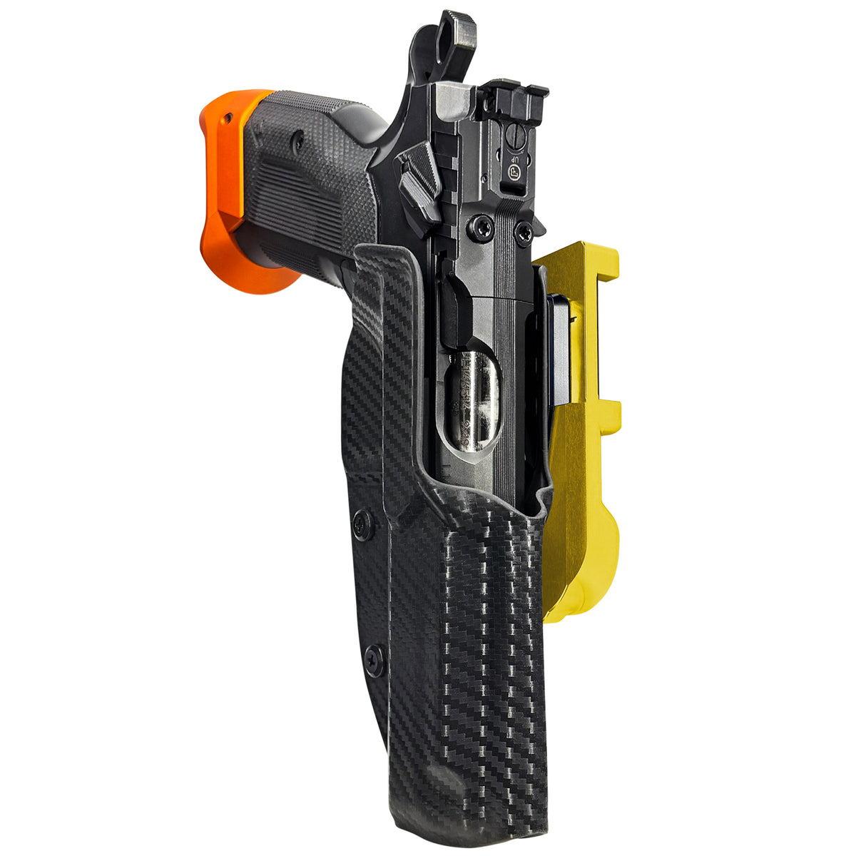 CZ Tactical Sport 3 Orange IDPA Quick Mount Holster with 24K Gold Belt Attachment, Carbon Fiber Holster Shell