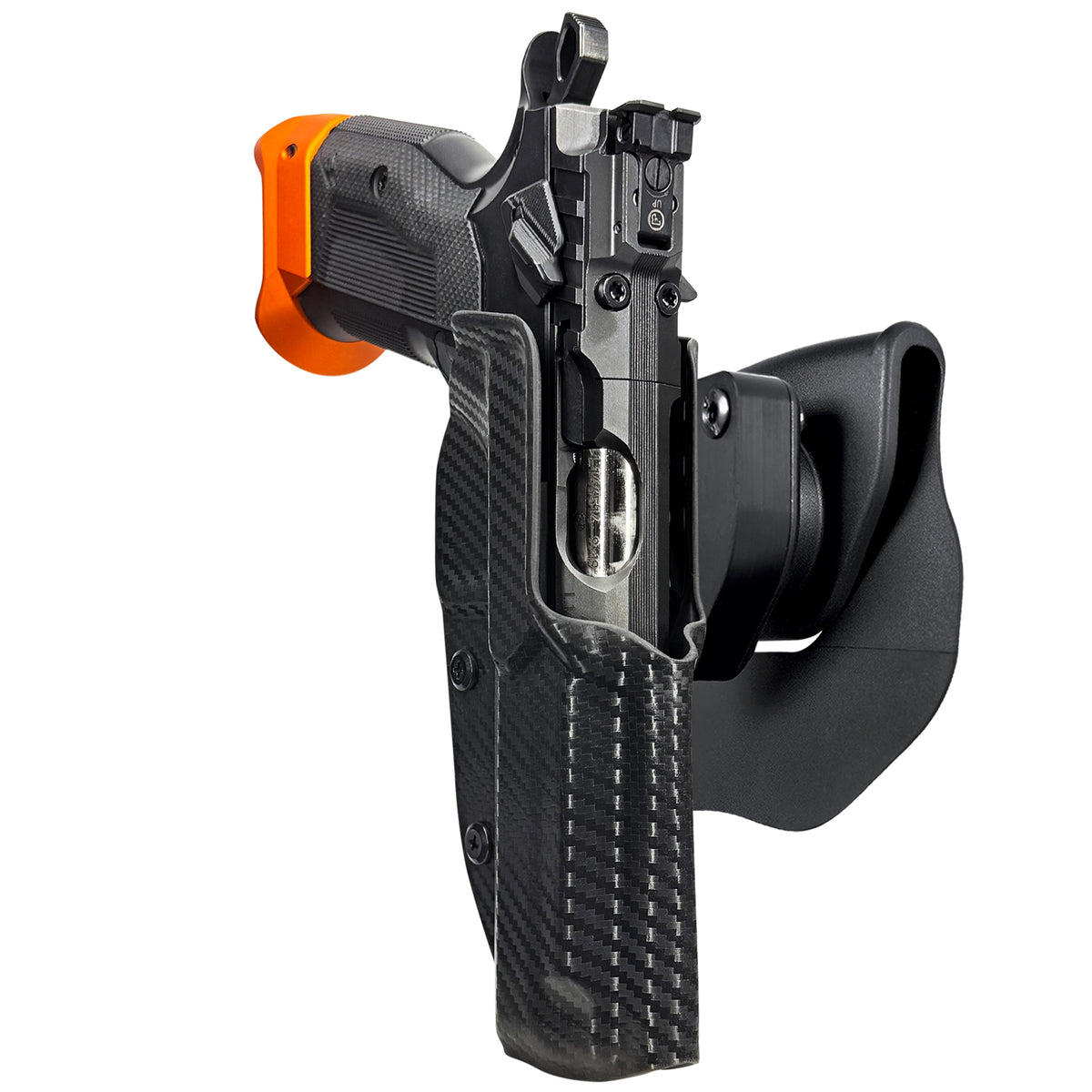CZ Tactical Sport 3 Orange OWB Quick Release Paddle Holster in Carbon Fiber