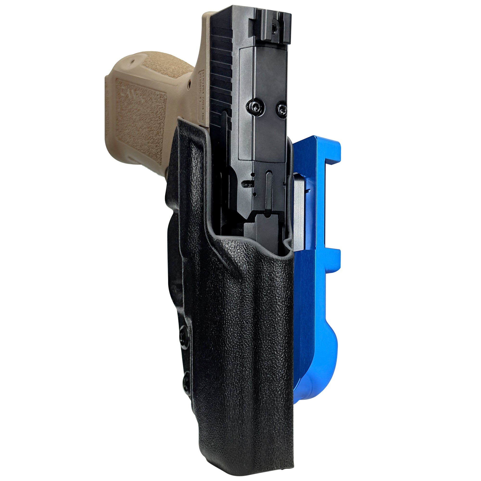 Canik METE MC9LS IDPA Quick Mount Holster with Blue Belt Attachment, Black Holster Shell