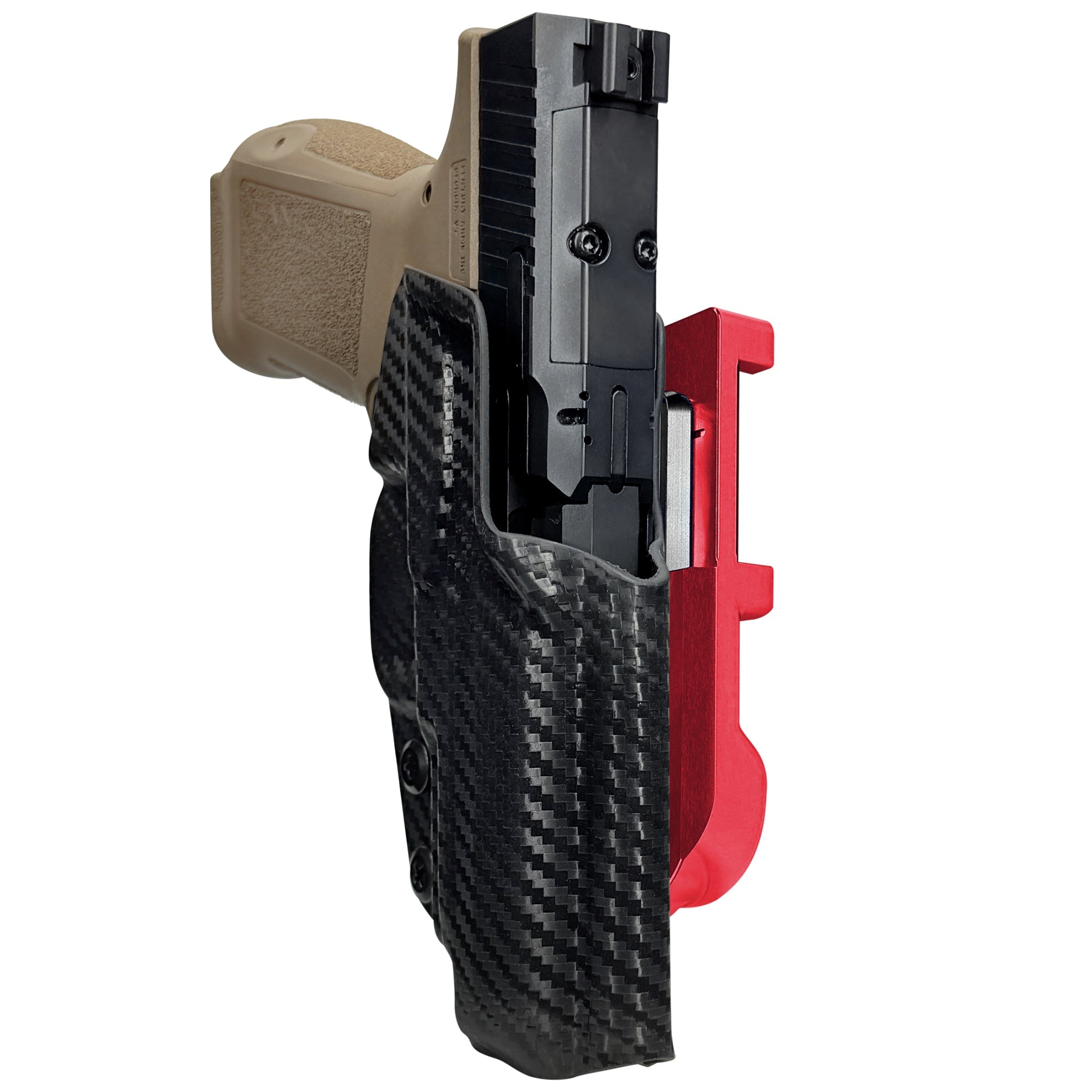 Canik METE MC9LS IDPA Quick Mount Holster with Red Belt Attachment, Carbon Fiber Holster Shell