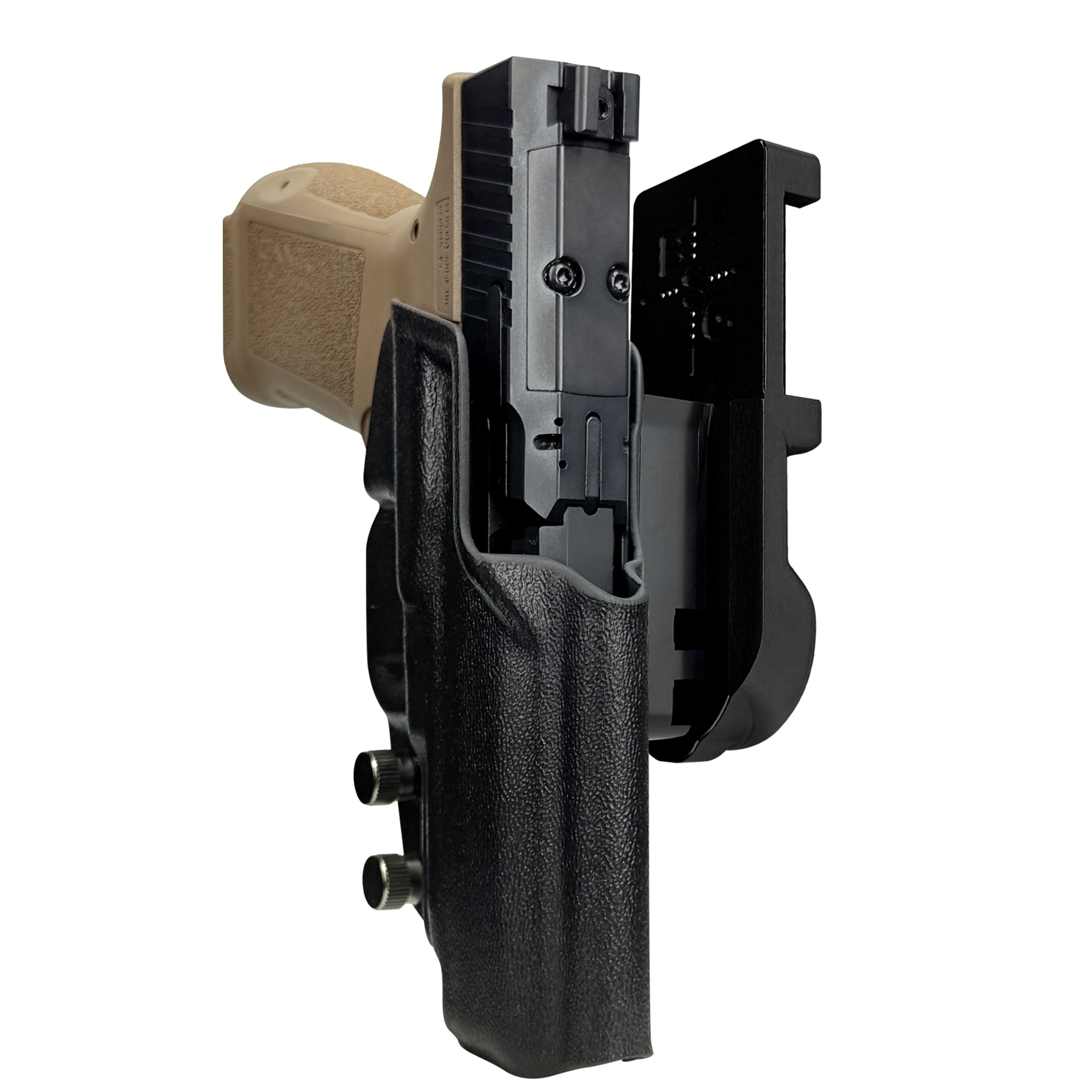 Canik METE MC9LS IPSC/USPA Quick Mount Holster with Black Belt Attachment, Black Holster Shell