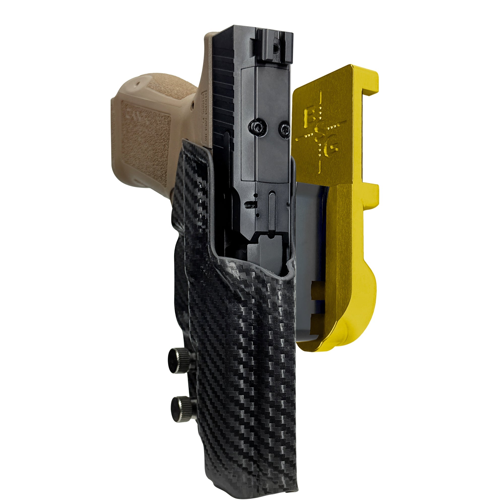 Canik METE MC9LS IPSC/USPA Quick Mount Holster with 24K Gold Belt Attachment, Carbon Fiber Holster Shell
