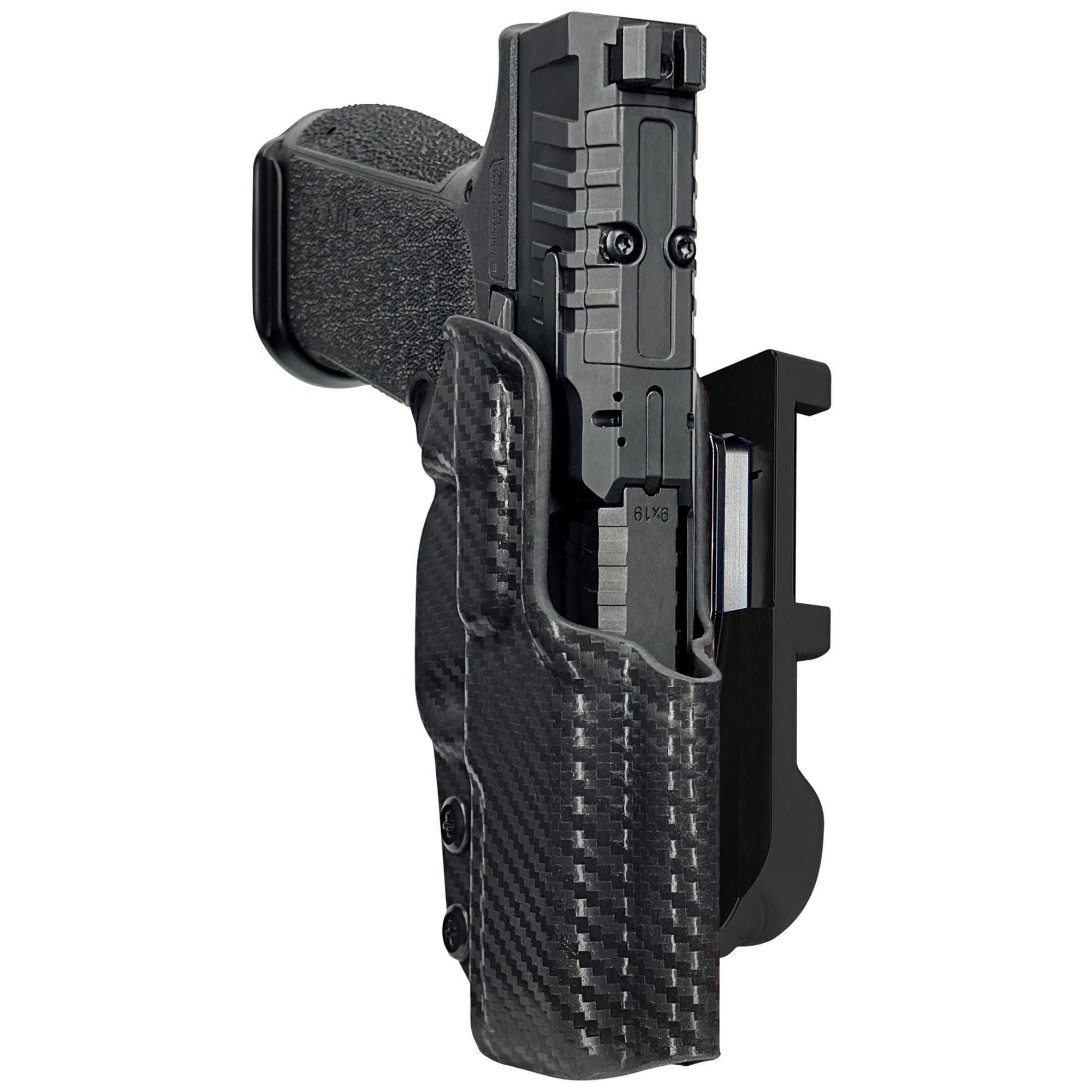 Canik MC9 PRIME IDPA Quick Mount Holster with Black Belt Attachment, Carbon Fiber Holster Shell