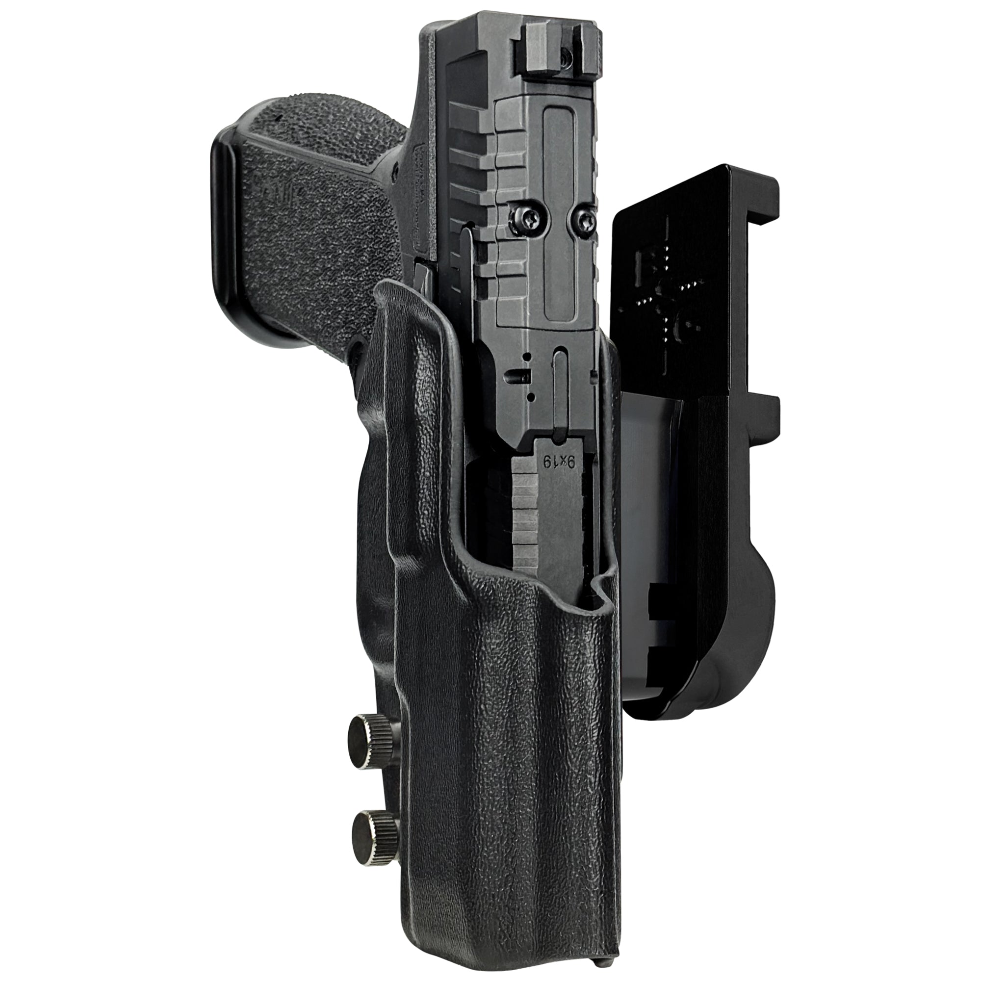 Canik MC9 PRIME IPSC/USPA Quick Mount Holster with Black Belt Attachment, Black Holster Shell