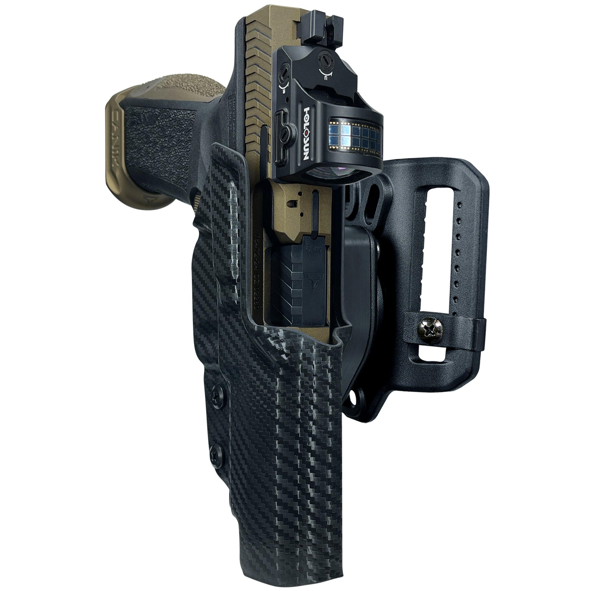 Canik TTI Combat Quick Release Belt Loop Holster in Carbon Fiber