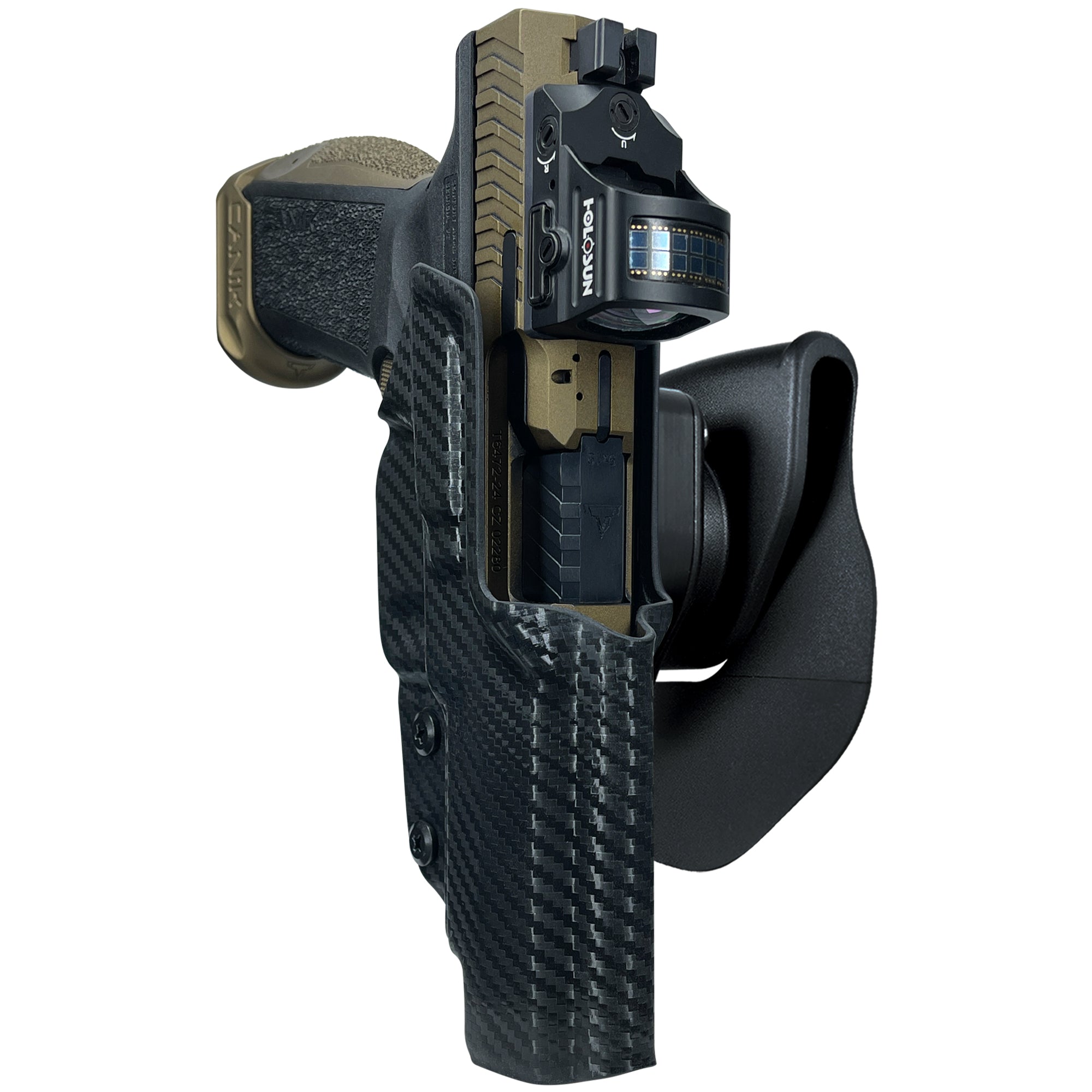 Canik TTI Combat OWB Quick Release Paddle Holster in Carbon Fiber