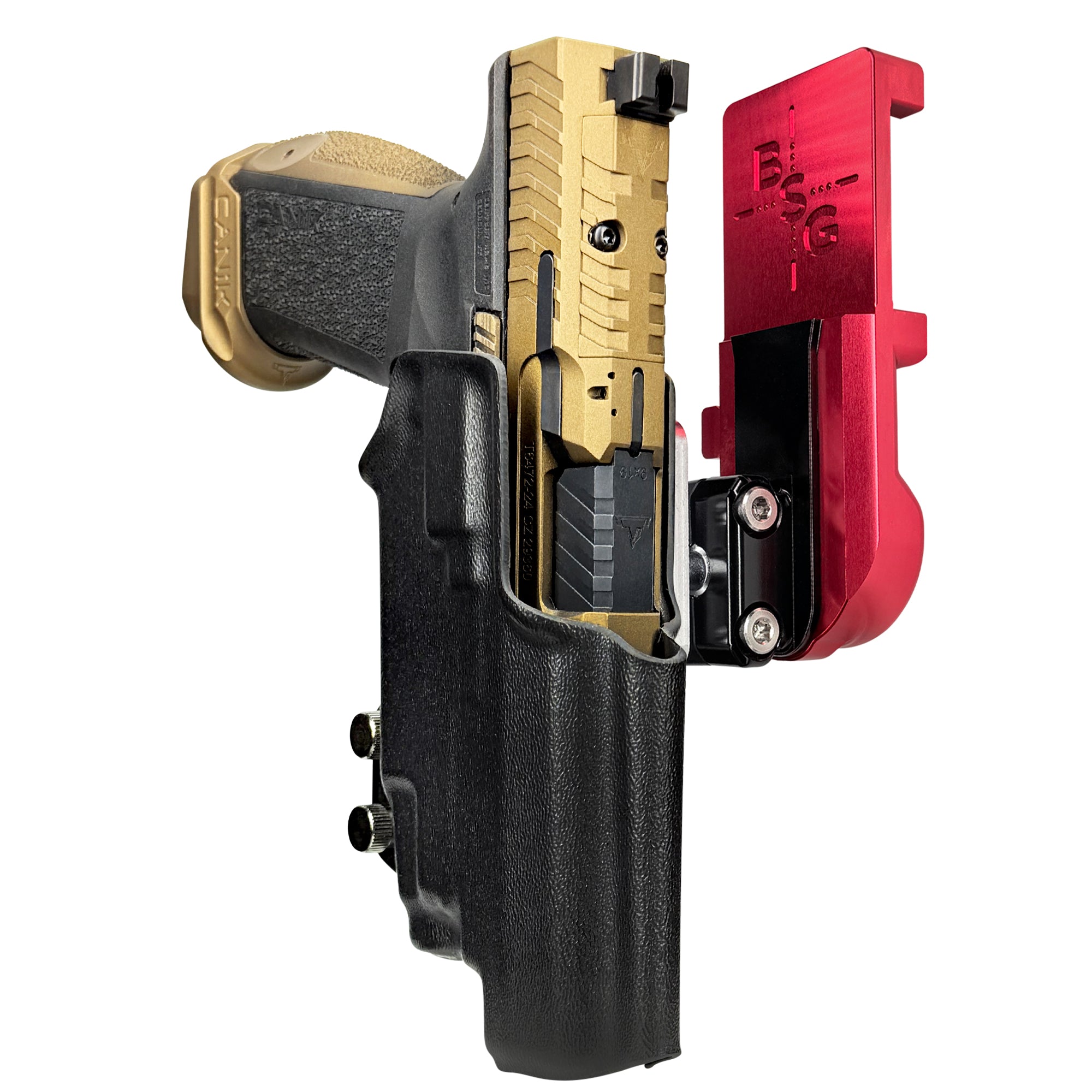 TTI Combat TLR-7X IPSC/USPA Quick Mount Ball Joint Holster with Red Belt Attachment, Black Holster Shell