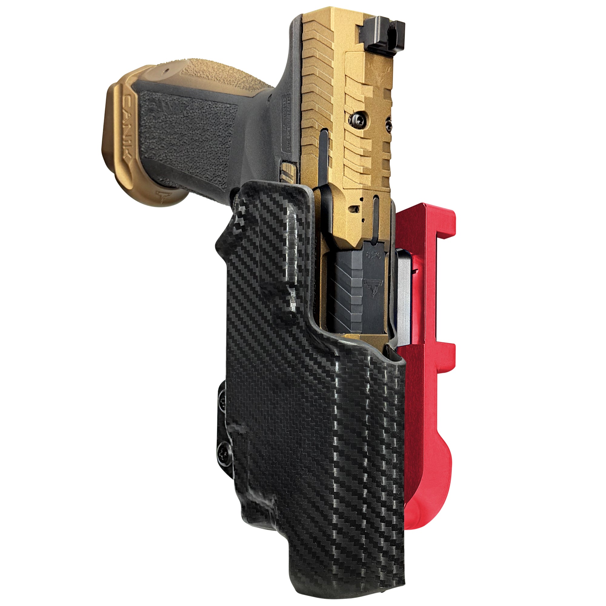 TTI Combat TLR-7X IDPA Quick Mount Holster with Red Belt Attachment, Carbon Fiber Holster Shell