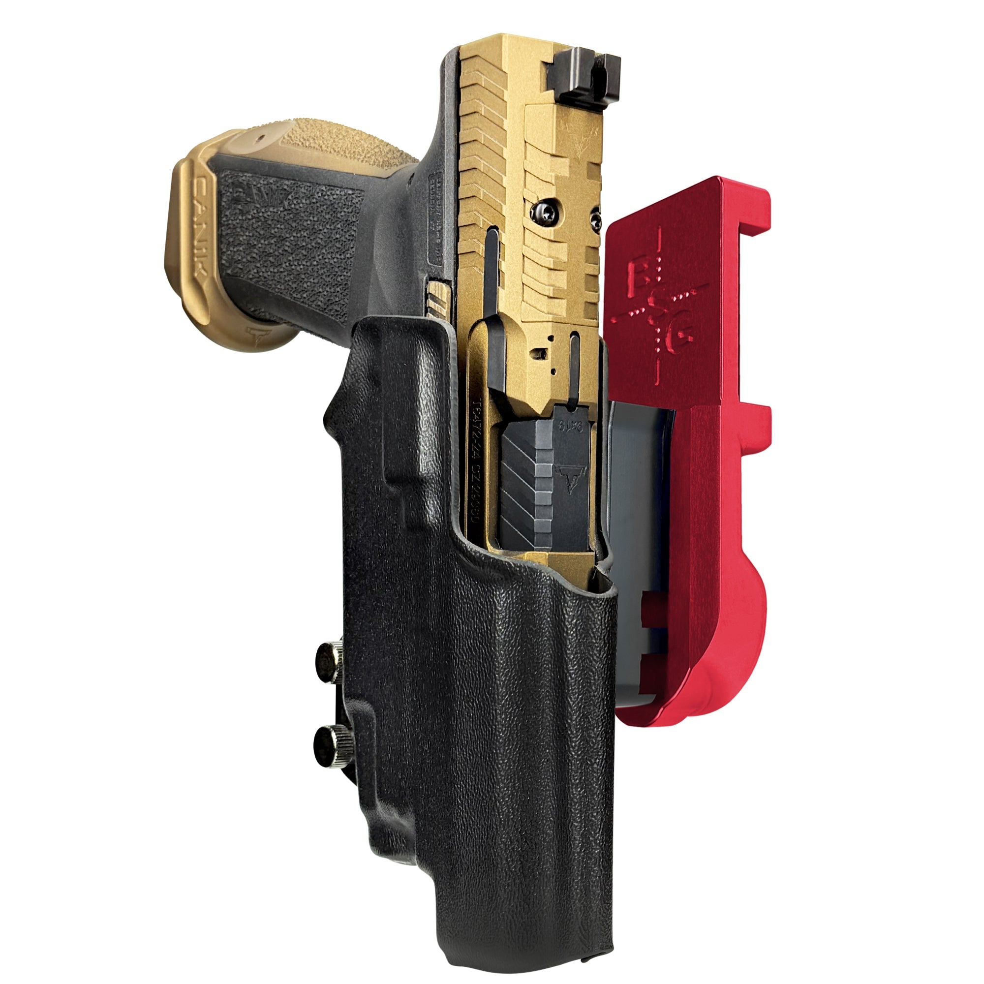 TTI Combat TLR-7X IPSC/USPA Quick Mount Holster with Red Belt Attachment, Black Holster Shell