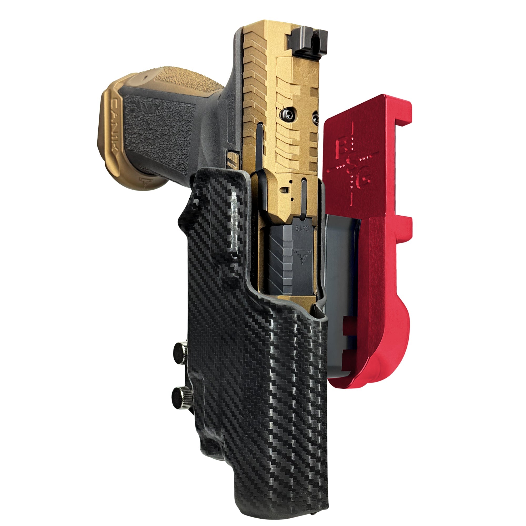 TTI Combat TLR-7X IPSC/USPA Quick Mount Holster with Red Belt Attachment, Carbon Fiber Holster Shell