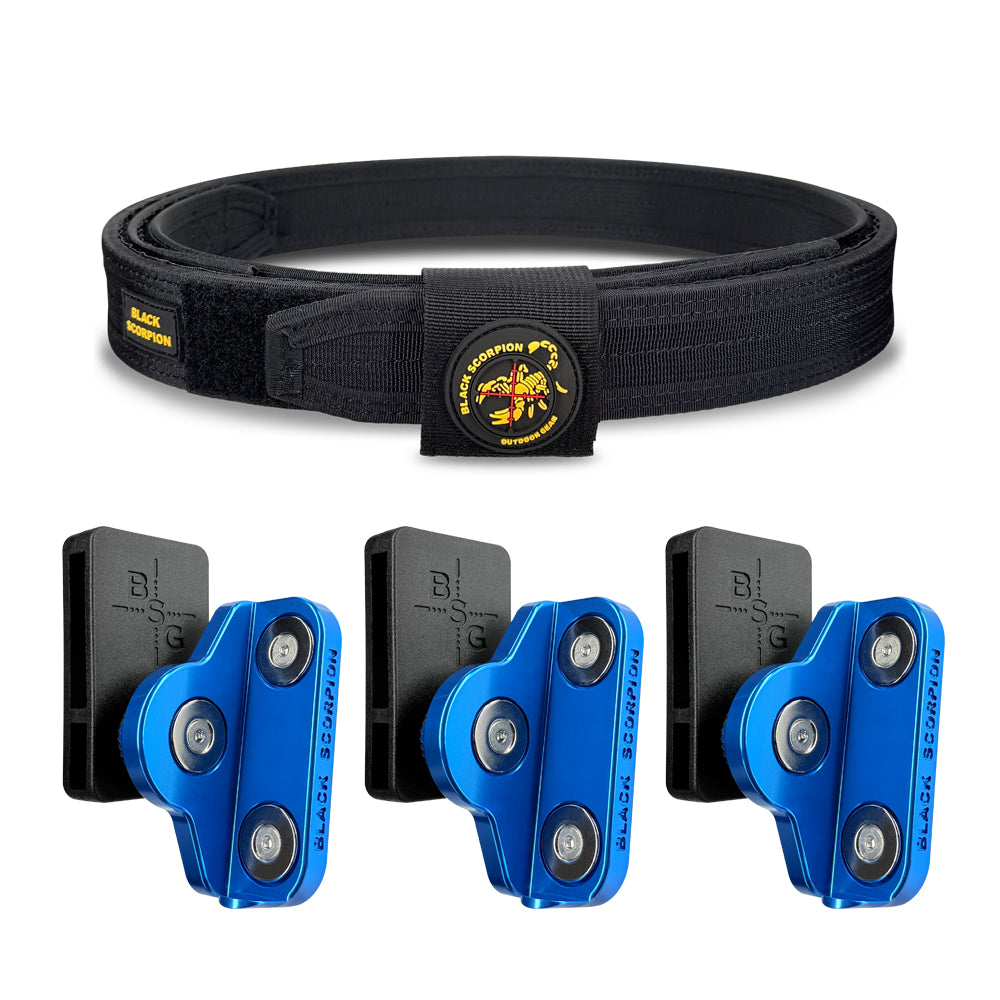 Competition Rig - 1x Pro Heavy Duty Belt w/ 3x Triple Magnet Universal Magazine Pouch