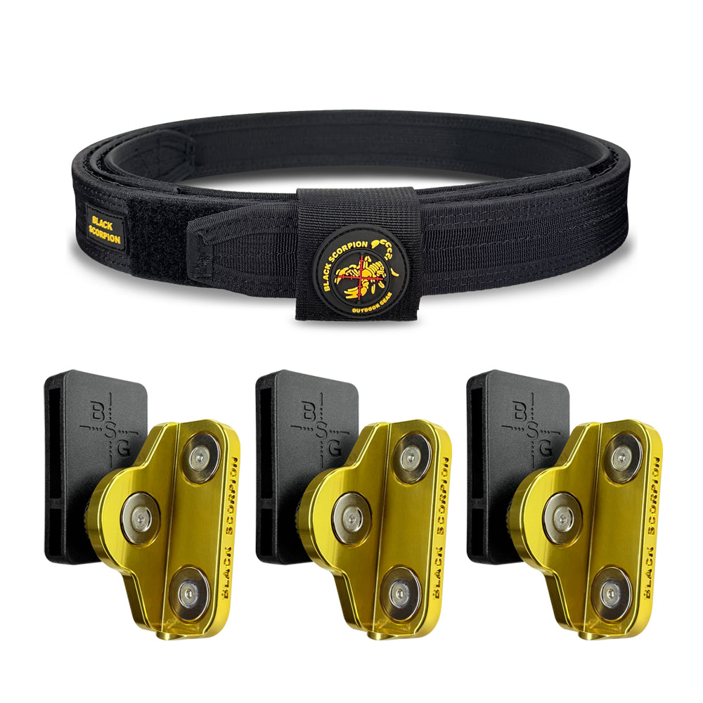 Competition Rig - 1x Pro Heavy Duty Belt w/ 3x Triple Magnet Universal Magazine Pouch
