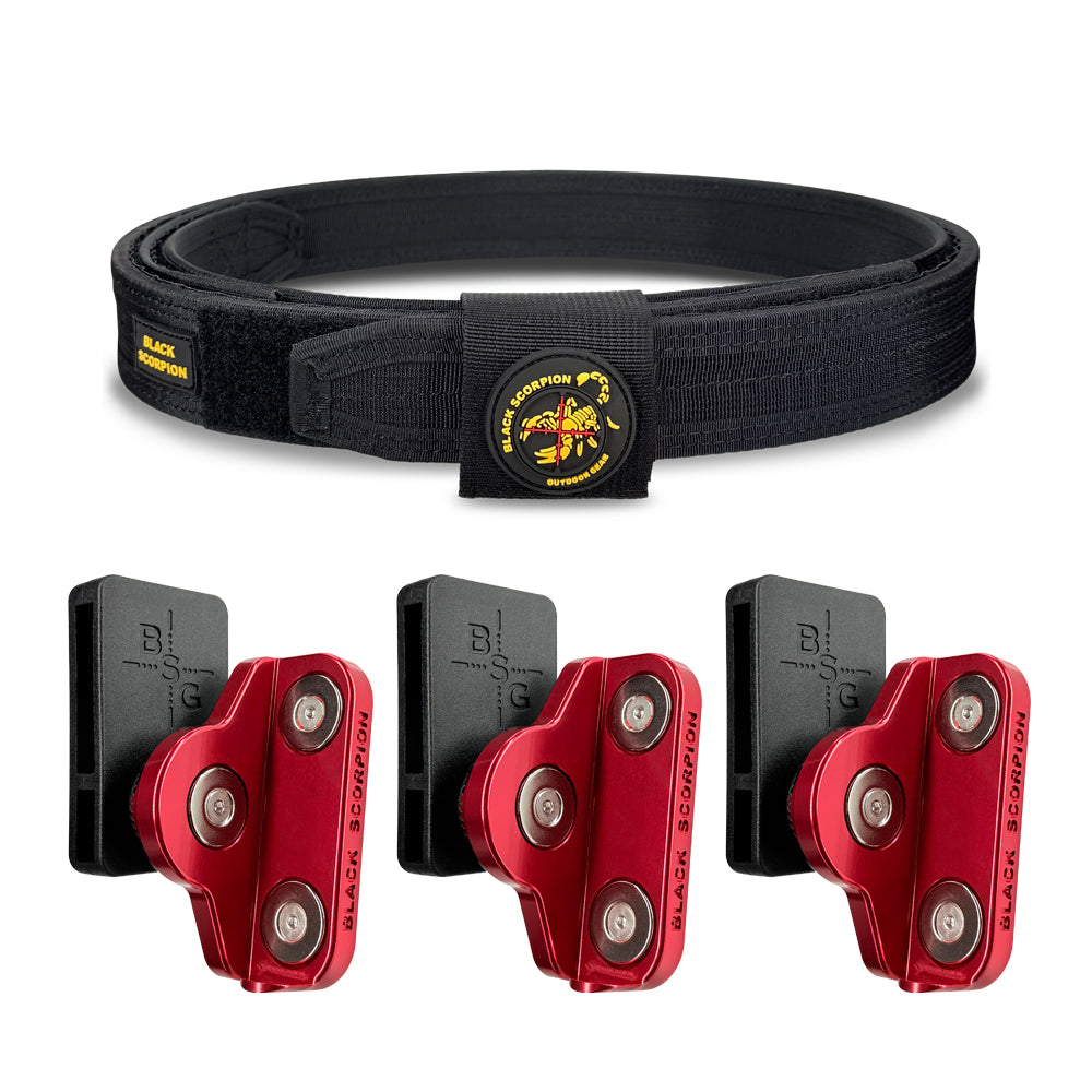 Competition Rig - 1x Pro Heavy Duty Belt w/ 3x Triple Magnet Universal Magazine Pouch