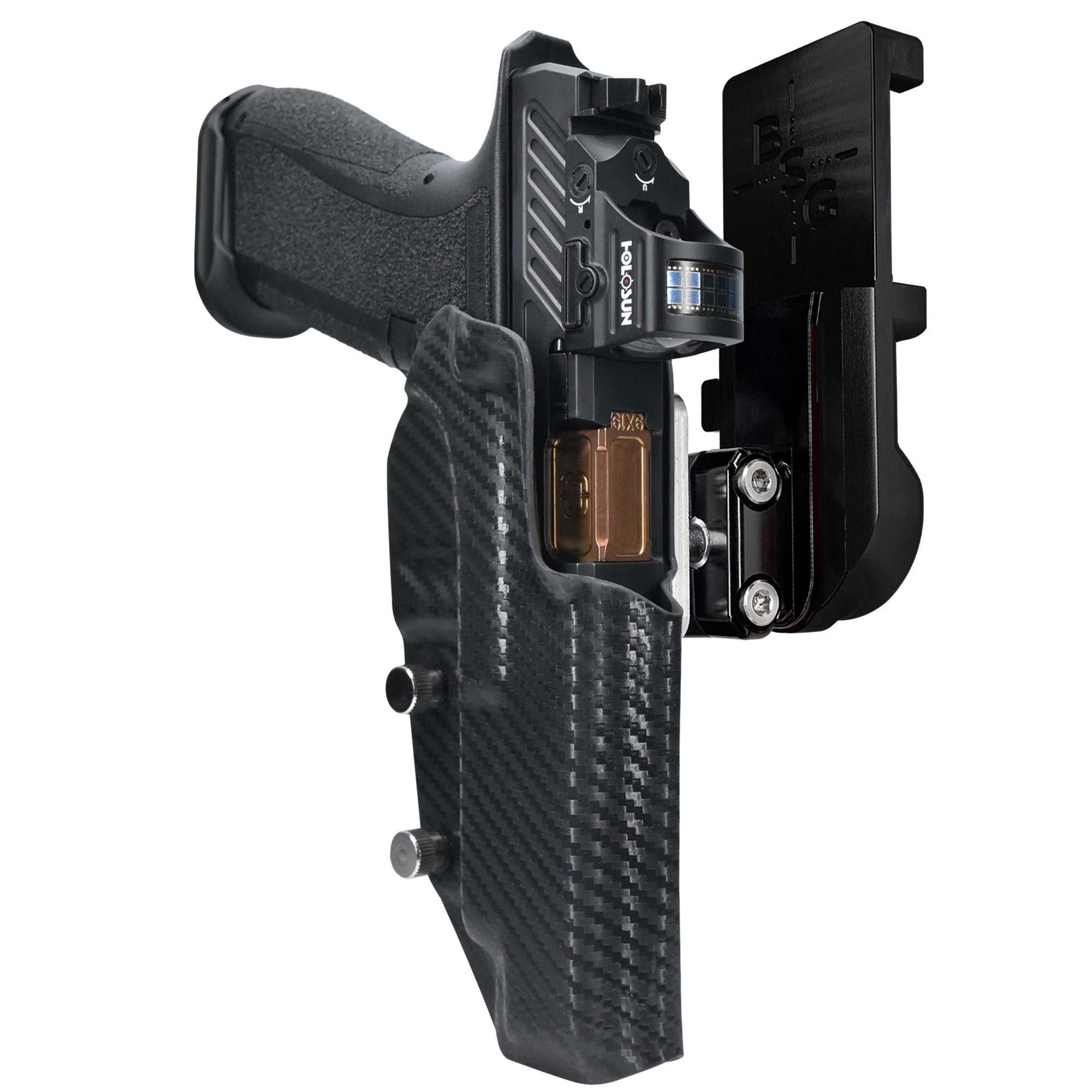 Shadow Systems DR920L IPSC/USPA Quick Mount Ball Joint Holster with Black Belt Attachment, Carbon Fiber Holster Shell