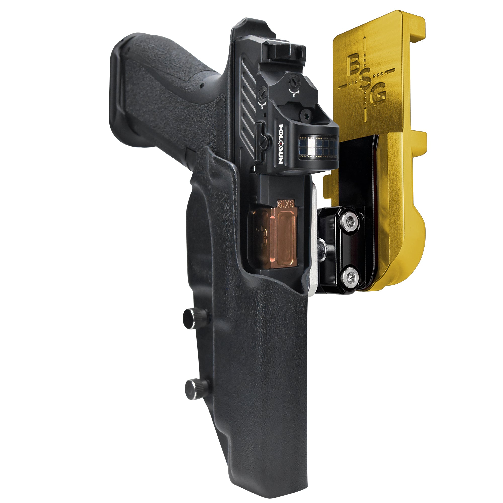 Shadow Systems DR920L IPSC/USPA Quick Mount Ball Joint Holster with 24K Gold Belt Attachment, Black Holster Shell