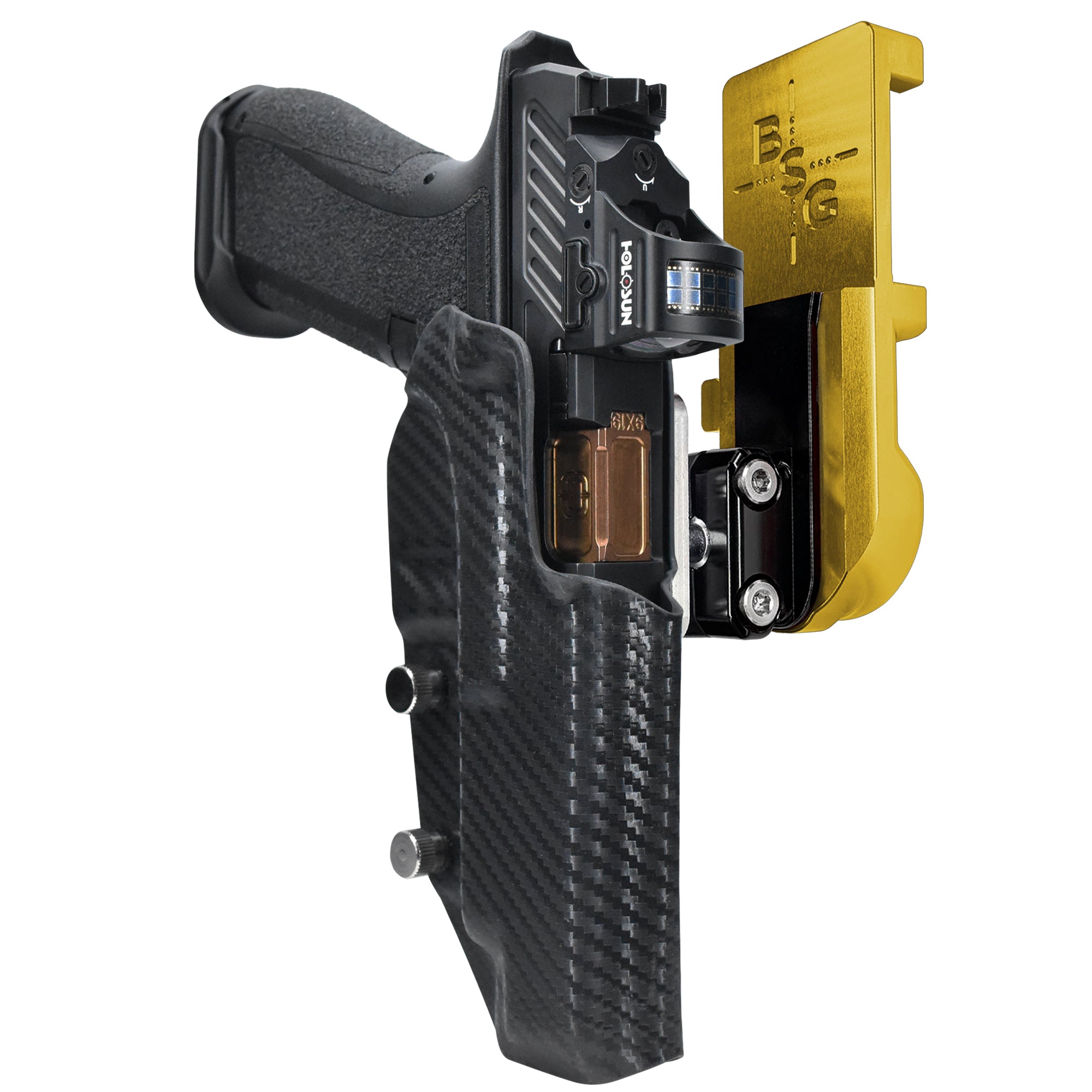 Shadow Systems DR920L IPSC/USPA Quick Mount Ball Joint Holster with 24K Gold Belt Attachment, Carbon Fiber Holster Shell