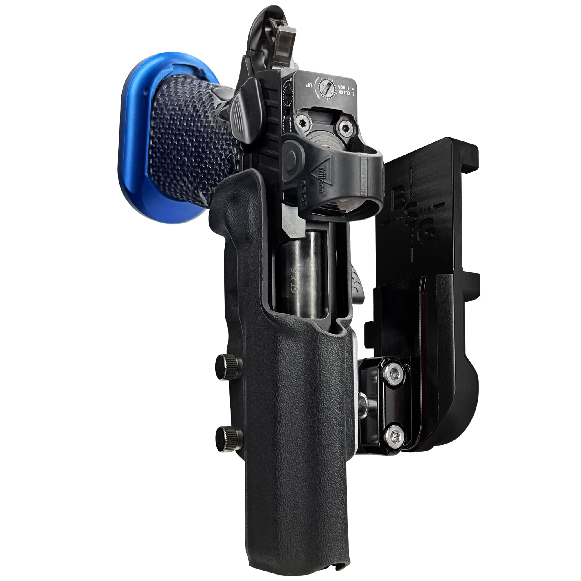 MPA DS9 Hybrid IPSC/USPA Quick Mount Ball Joint Holster with Black Belt Attachment, Black Holster Shell