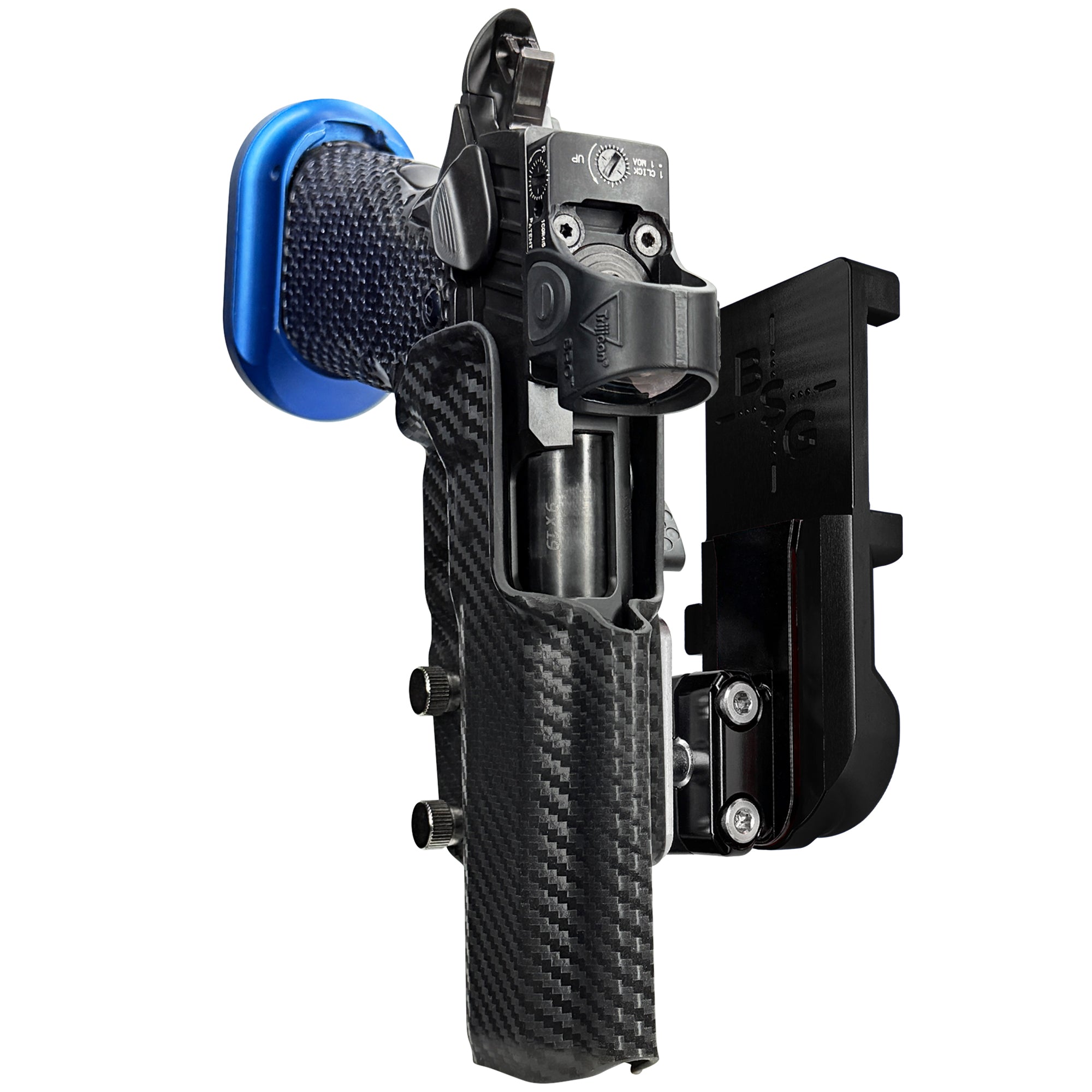 Kimber KDS9c No Rail IPSC/USPA Quick Mount Ball Joint Holster with Black Belt Attachment, Carbon Fiber Holster Shell